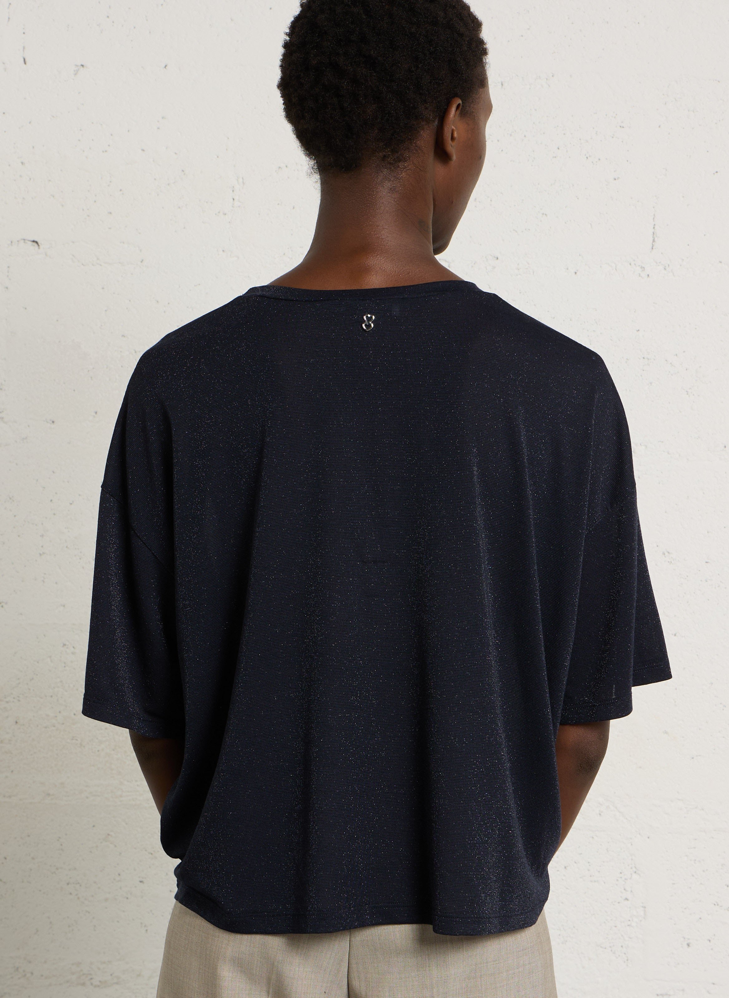Tee-shirt fluide ample métallisé PLEASE Bleu