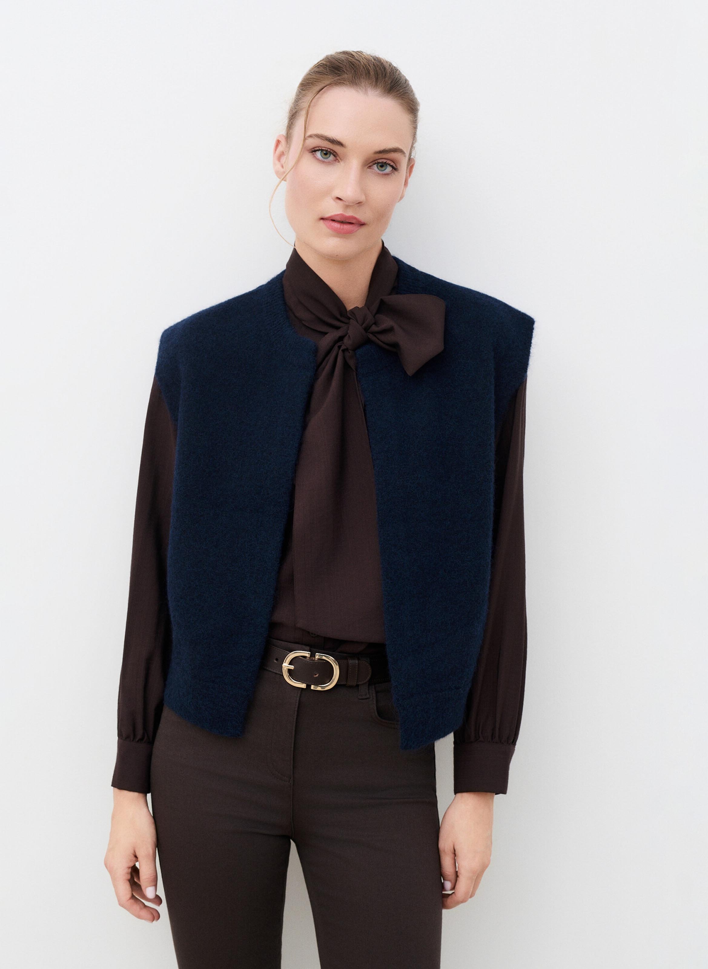 Gilet droit en laine mélangée CAROLL Bleu