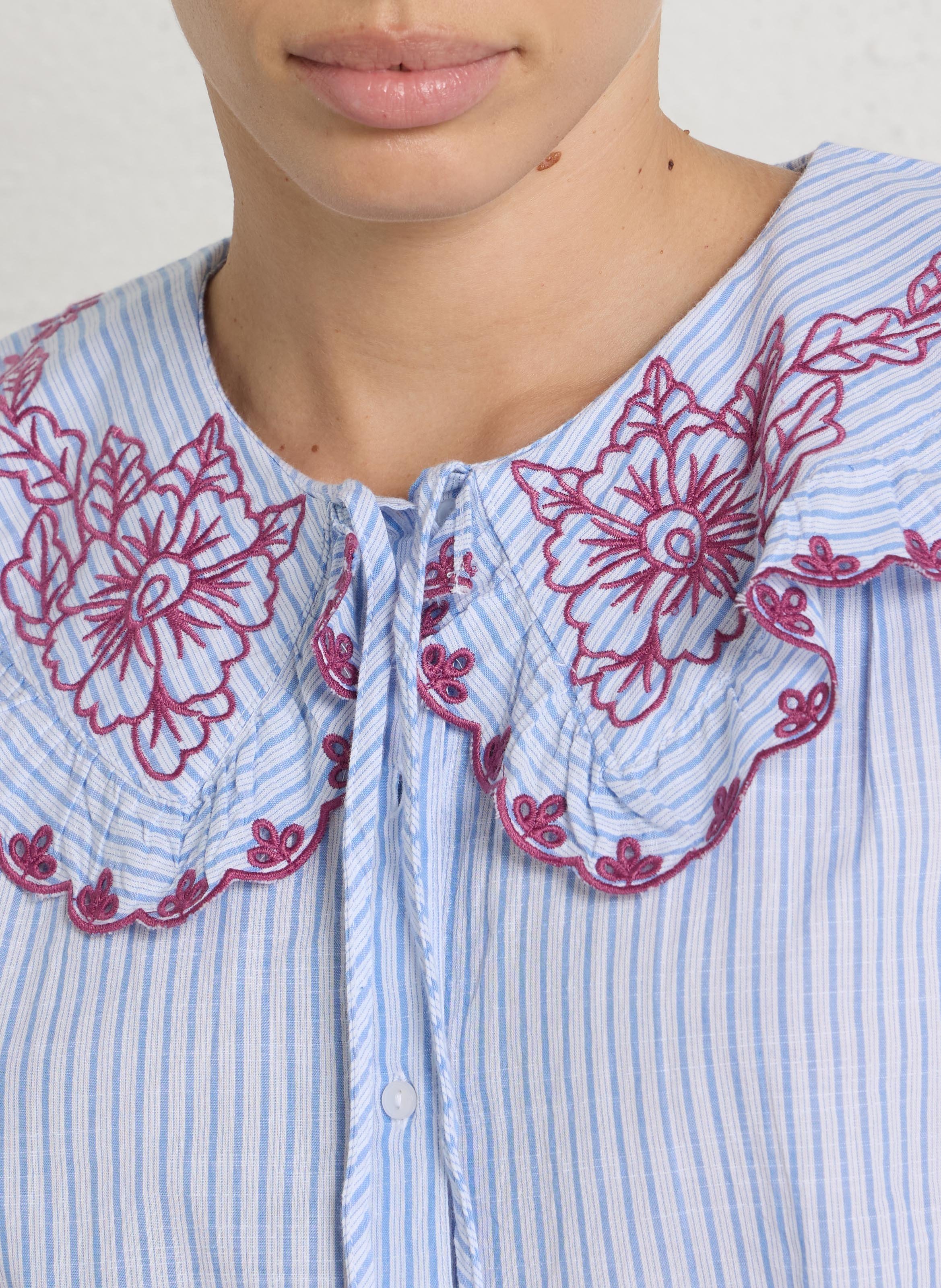 Cotton shirt with Peter Pan collar SUD EXPRESS Blue