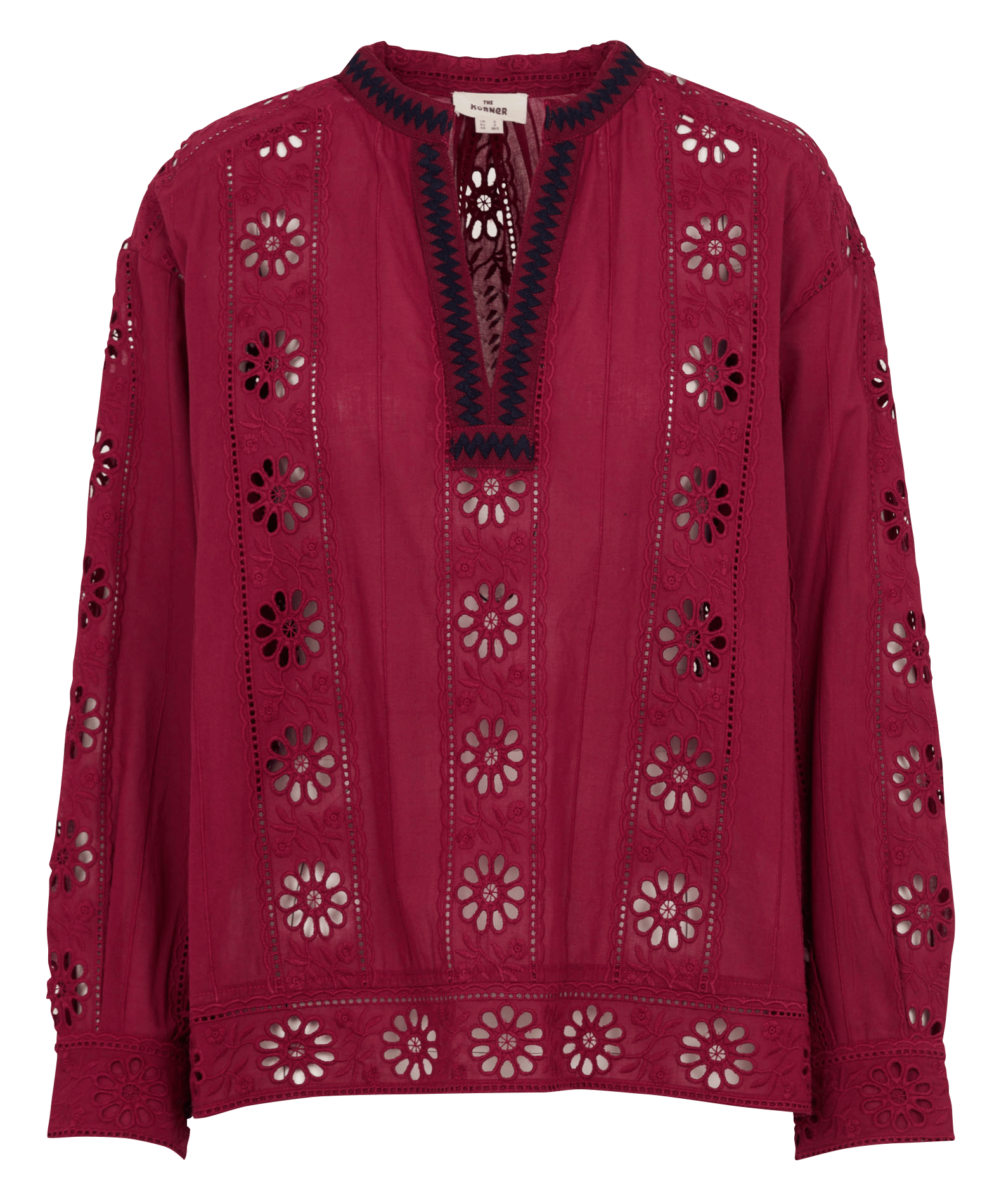 Katoenen blouse met tuniekhals THE KORNER Rood