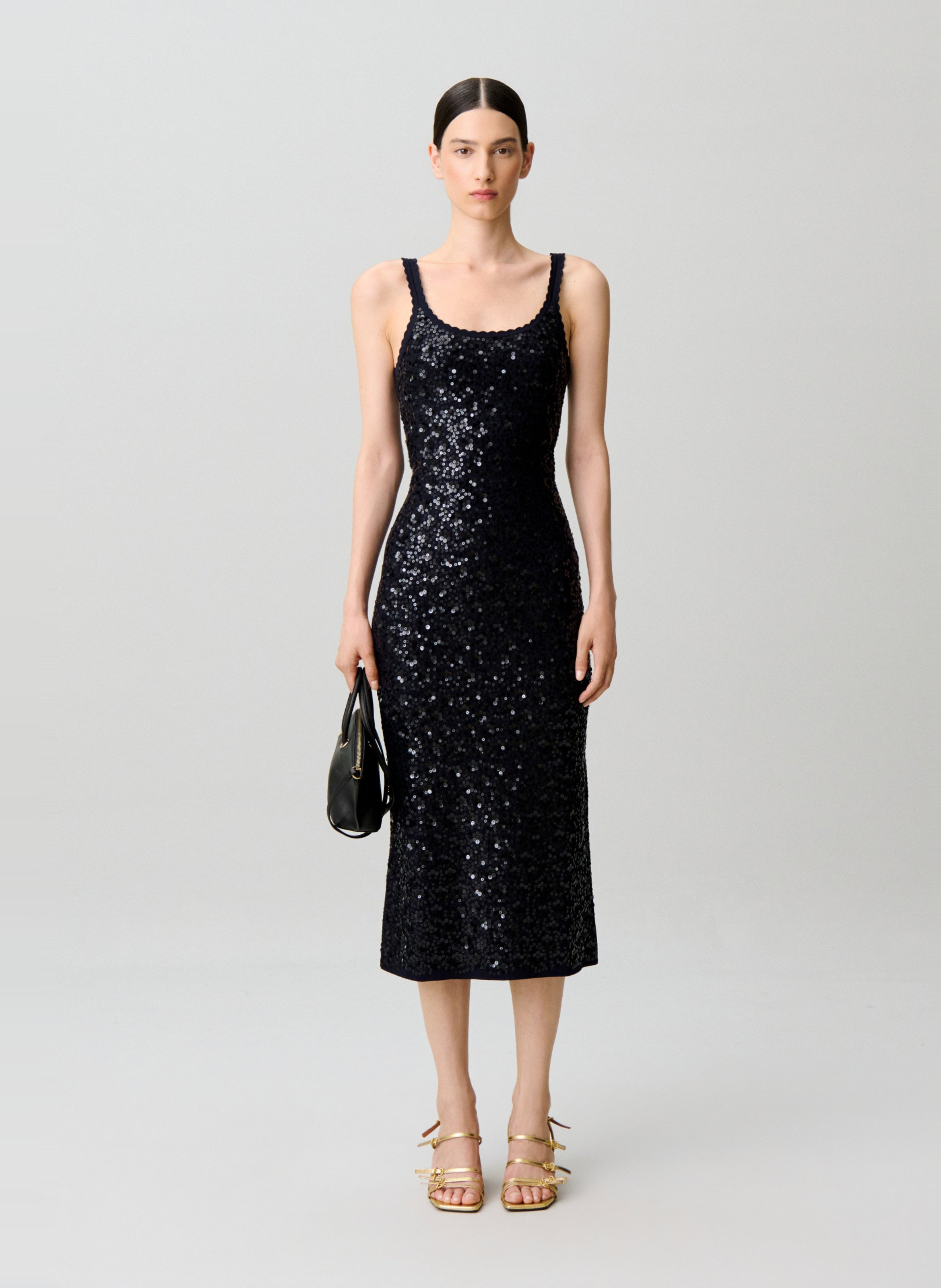 Robe longue moulante à sequins CLAUDIE PIERLOT Bleu