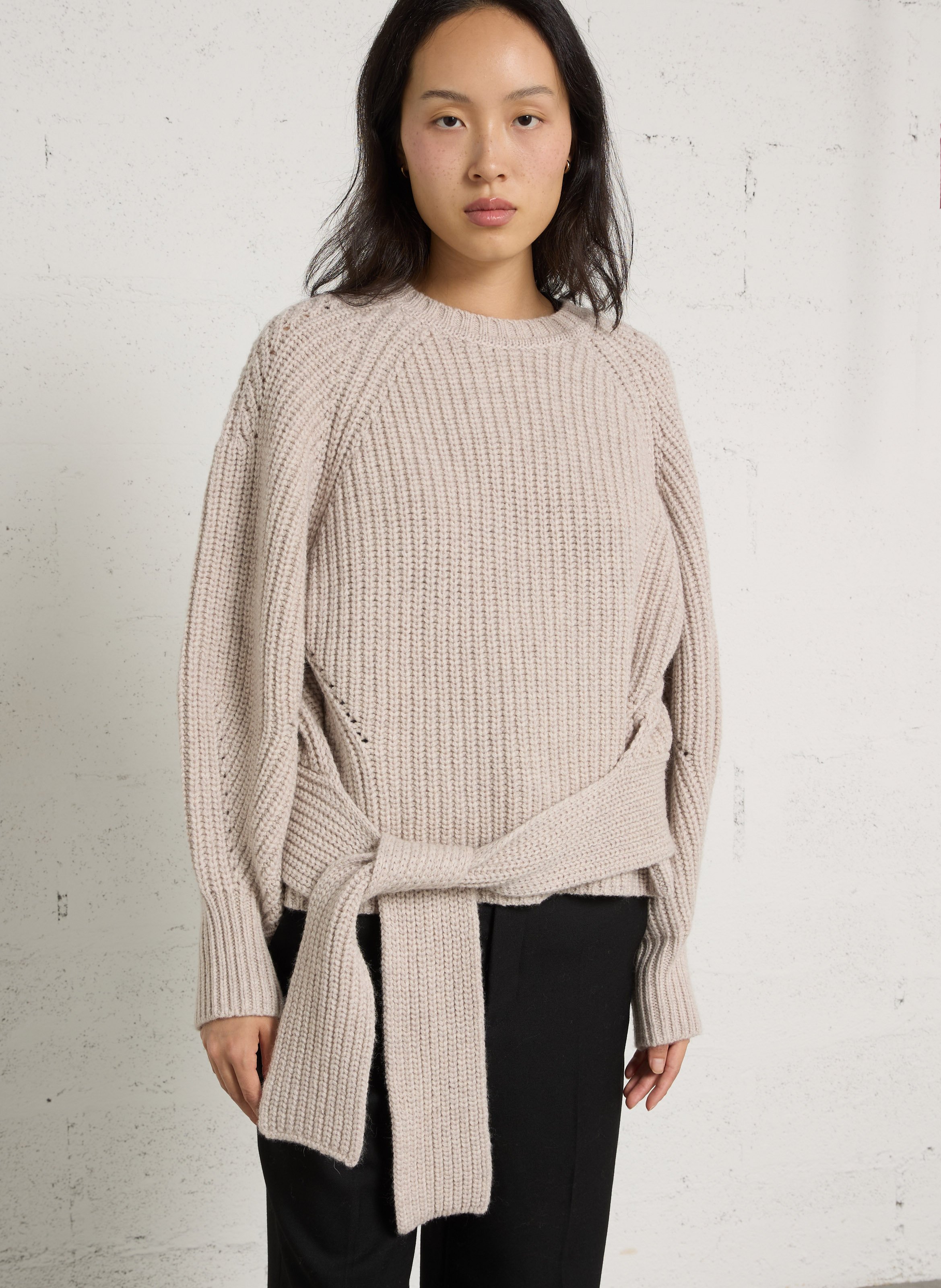 Rundhalspullover aus Wolle BERENICE Beige