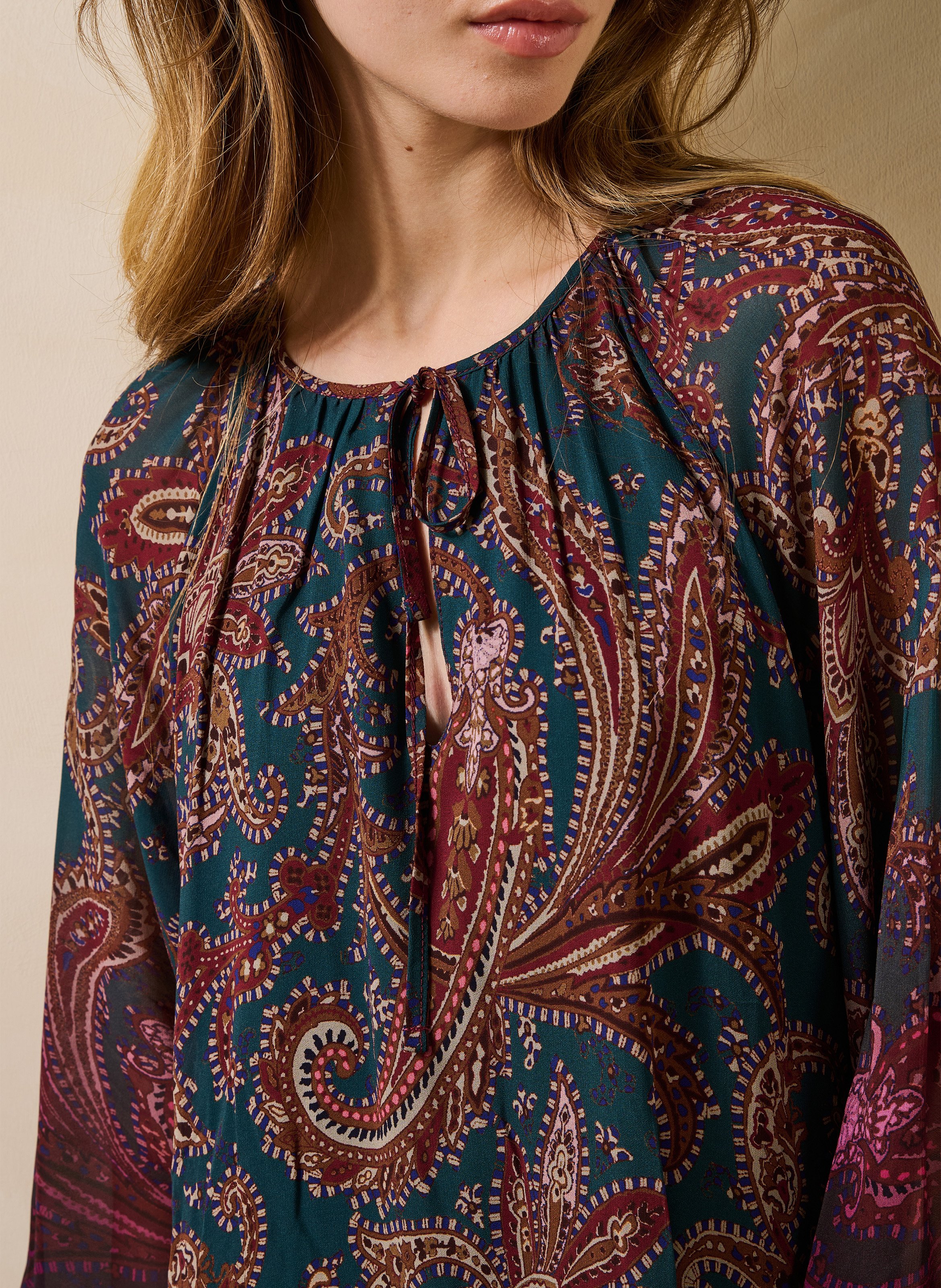 Short printed round-neck dress LA FEE MARABOUTEE Blue