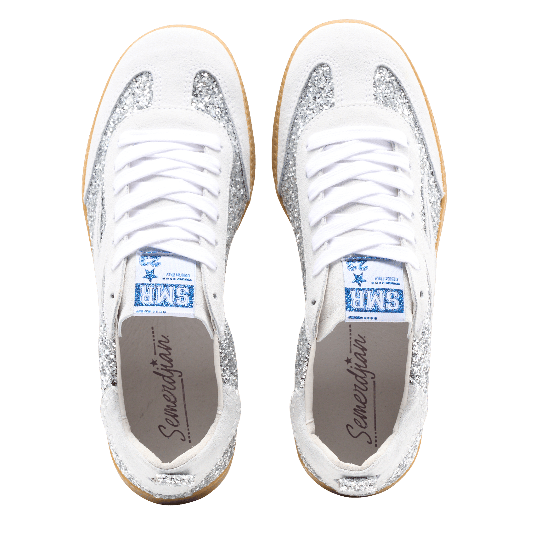 Lage sneakers met glitter van gemengd leer SEMERDJIAN - SMR Zilver