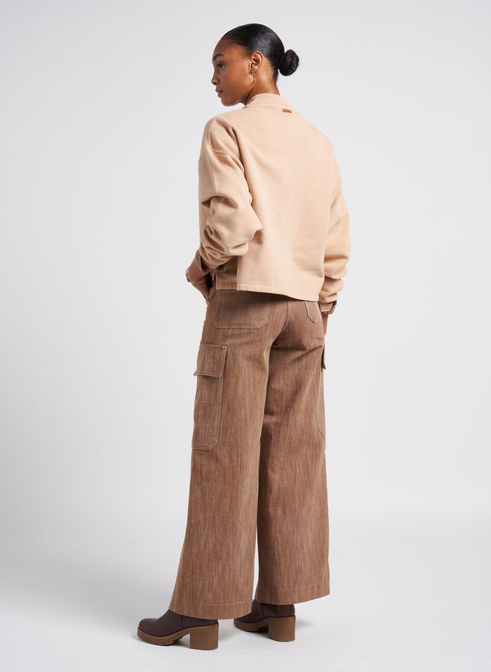 Place Flat Detail Shirt Mocha With Women Tendances Classic And des | Pleat - Loose-fitting Mix Collar Sessun