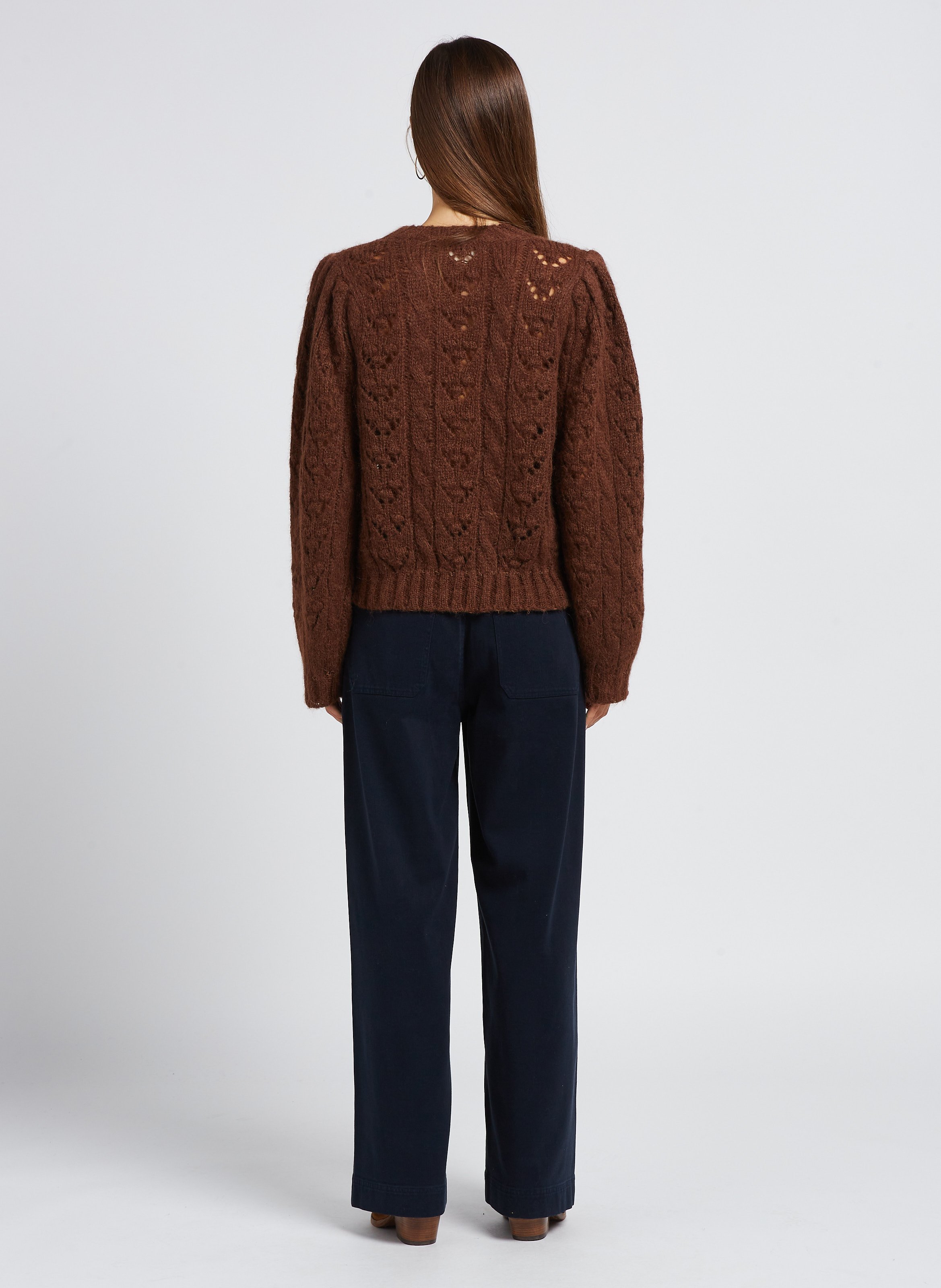 Regular-fit wool-blend sweater with round neckline BELLEPIECE Brown