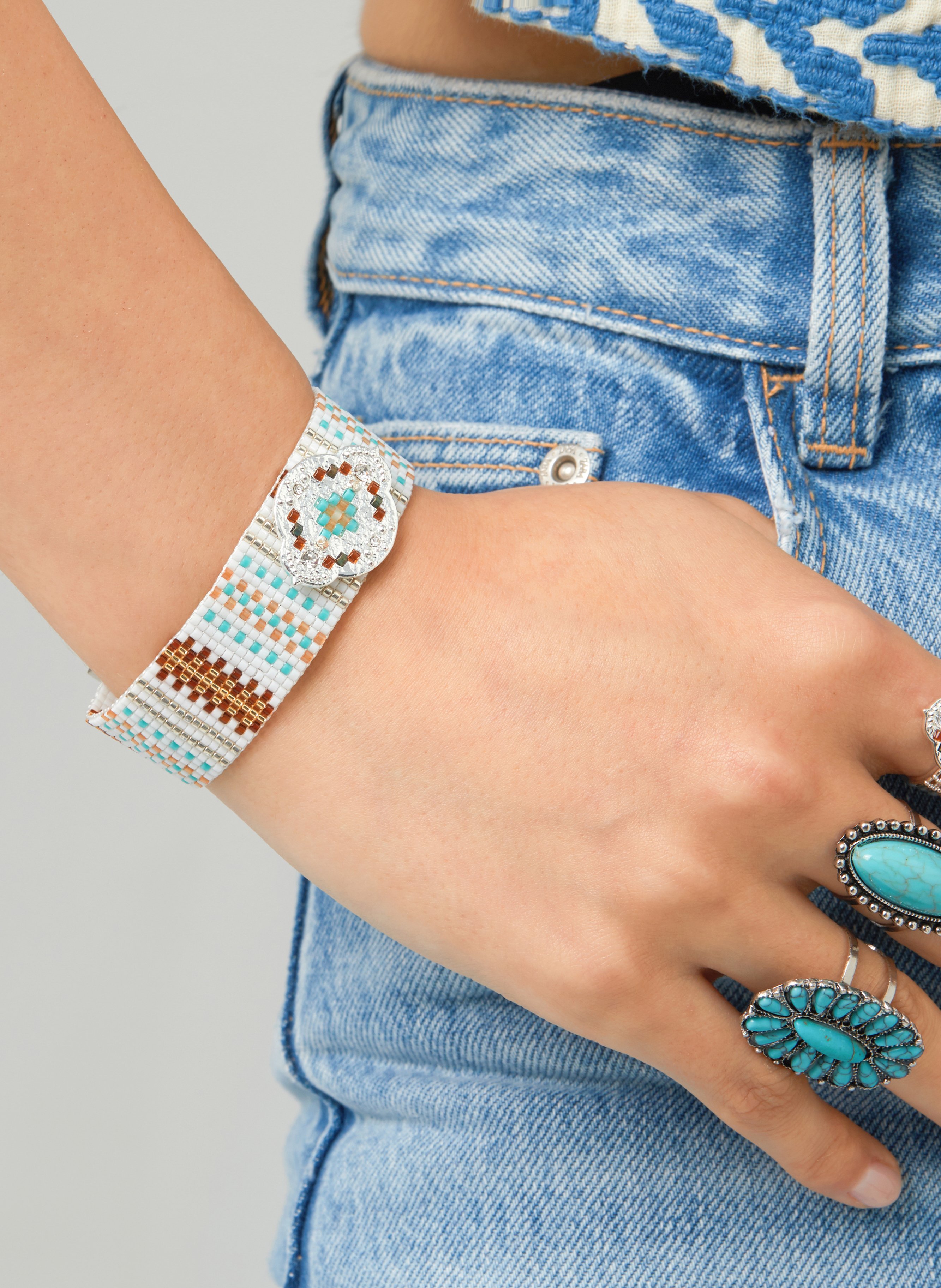 Graviertes Armband aus versilbertem Messing HIPANEMA Silber