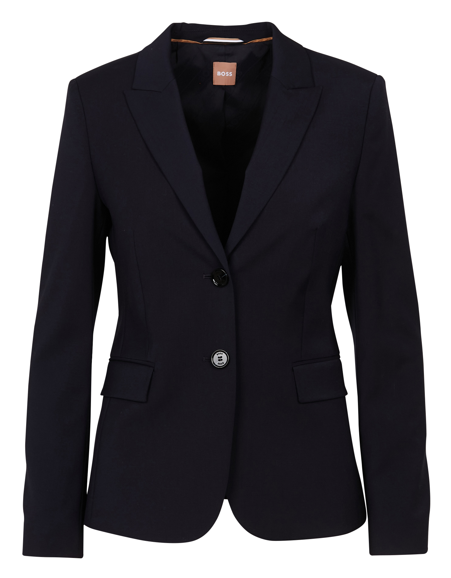 Veste tailleur droite en laine BOSS Bleu