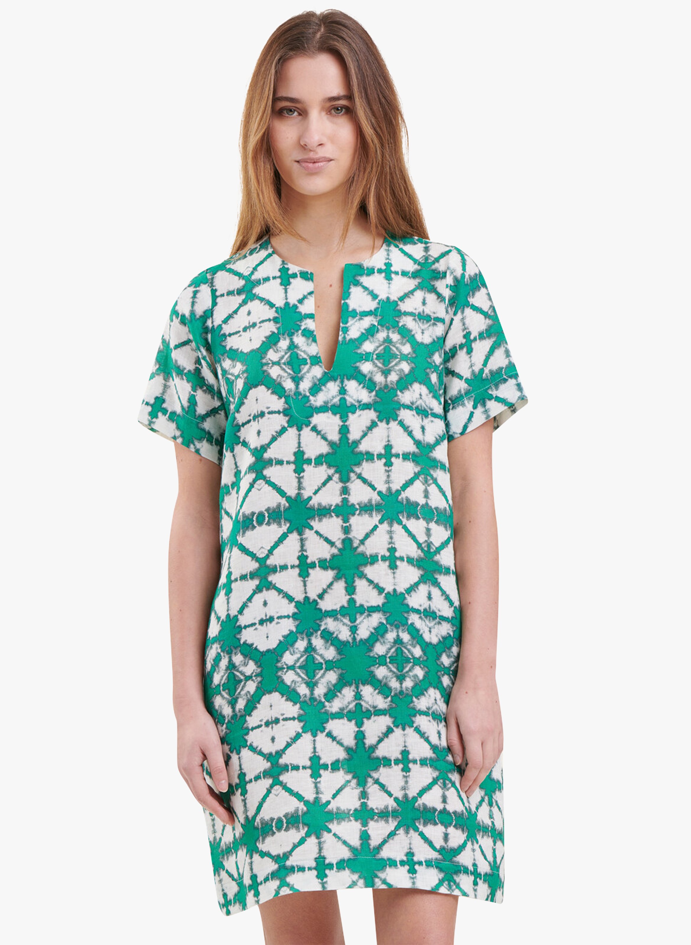 Vert Short printed linen dress