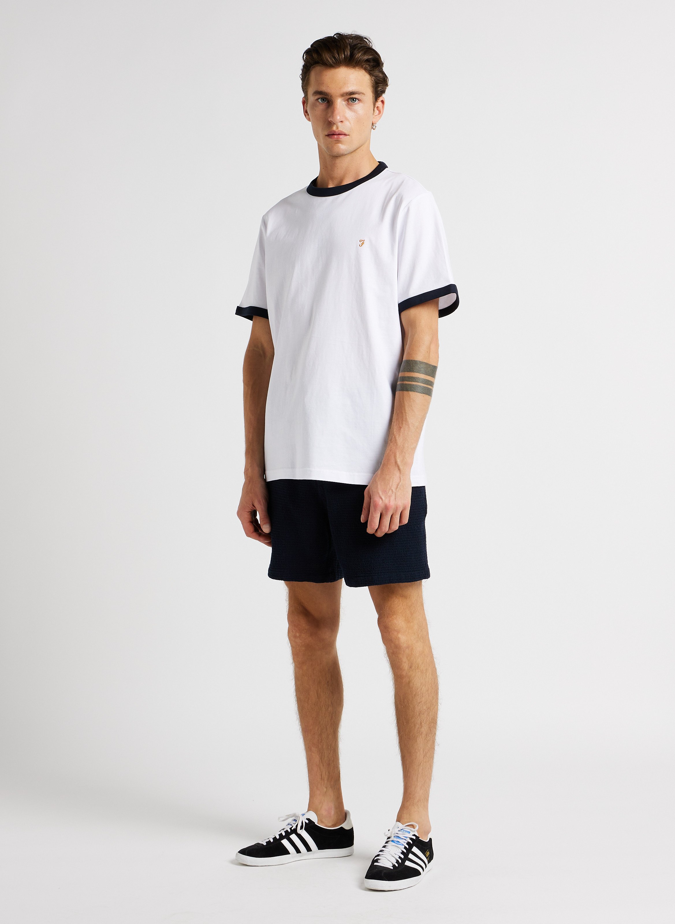 Embossed cotton shorts FARAH Blue