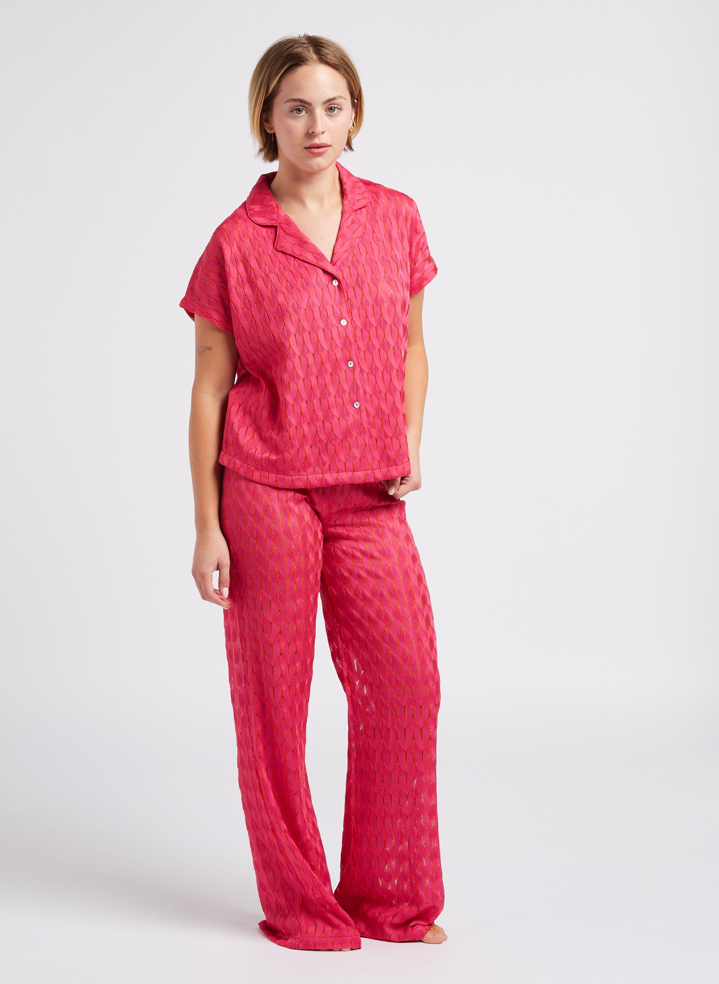 Short-sleeved loose-fit shirt LA NOUVELLE Pink