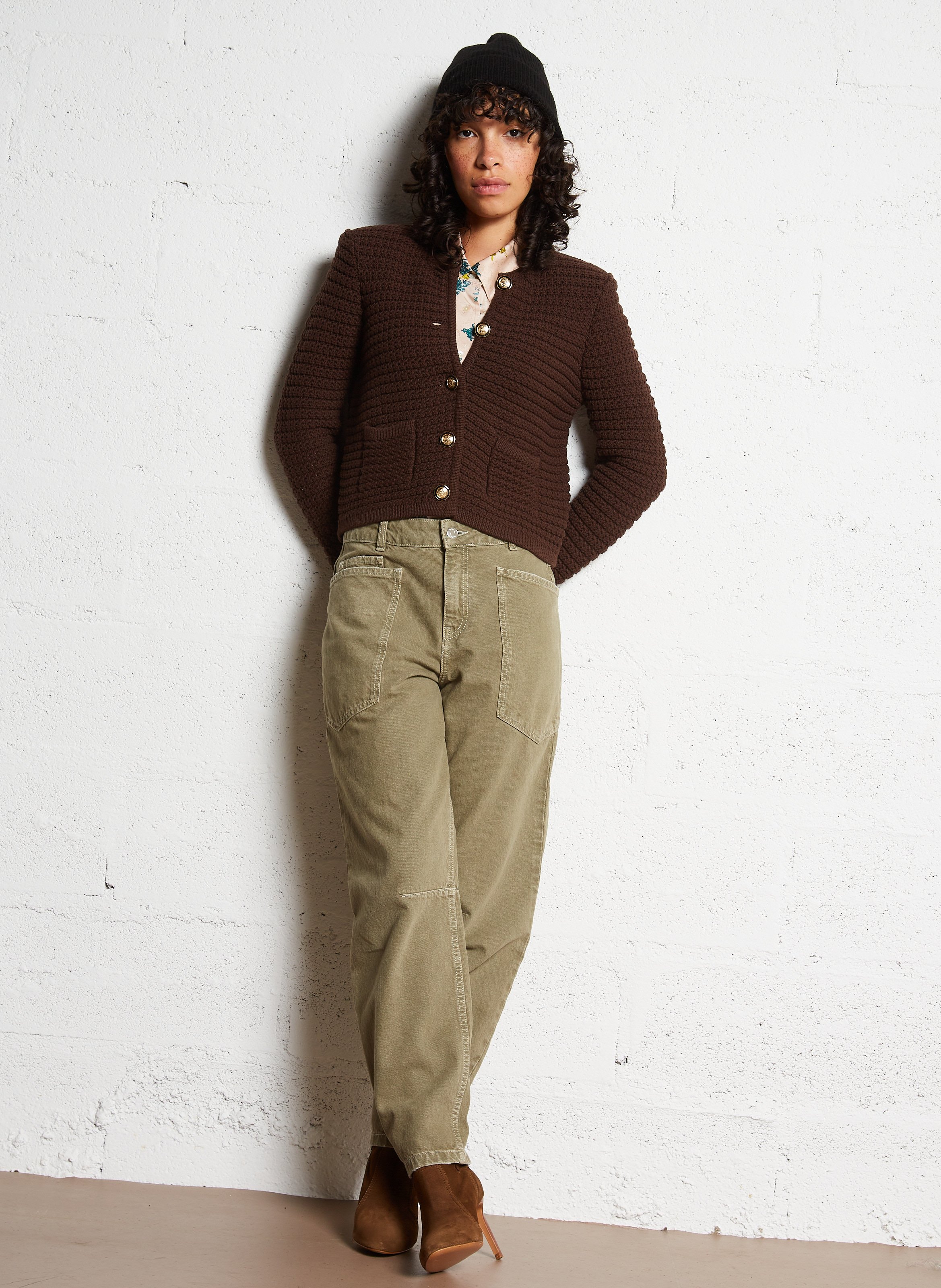 Gilet manches longues en coton mélangé BA&SH Marron