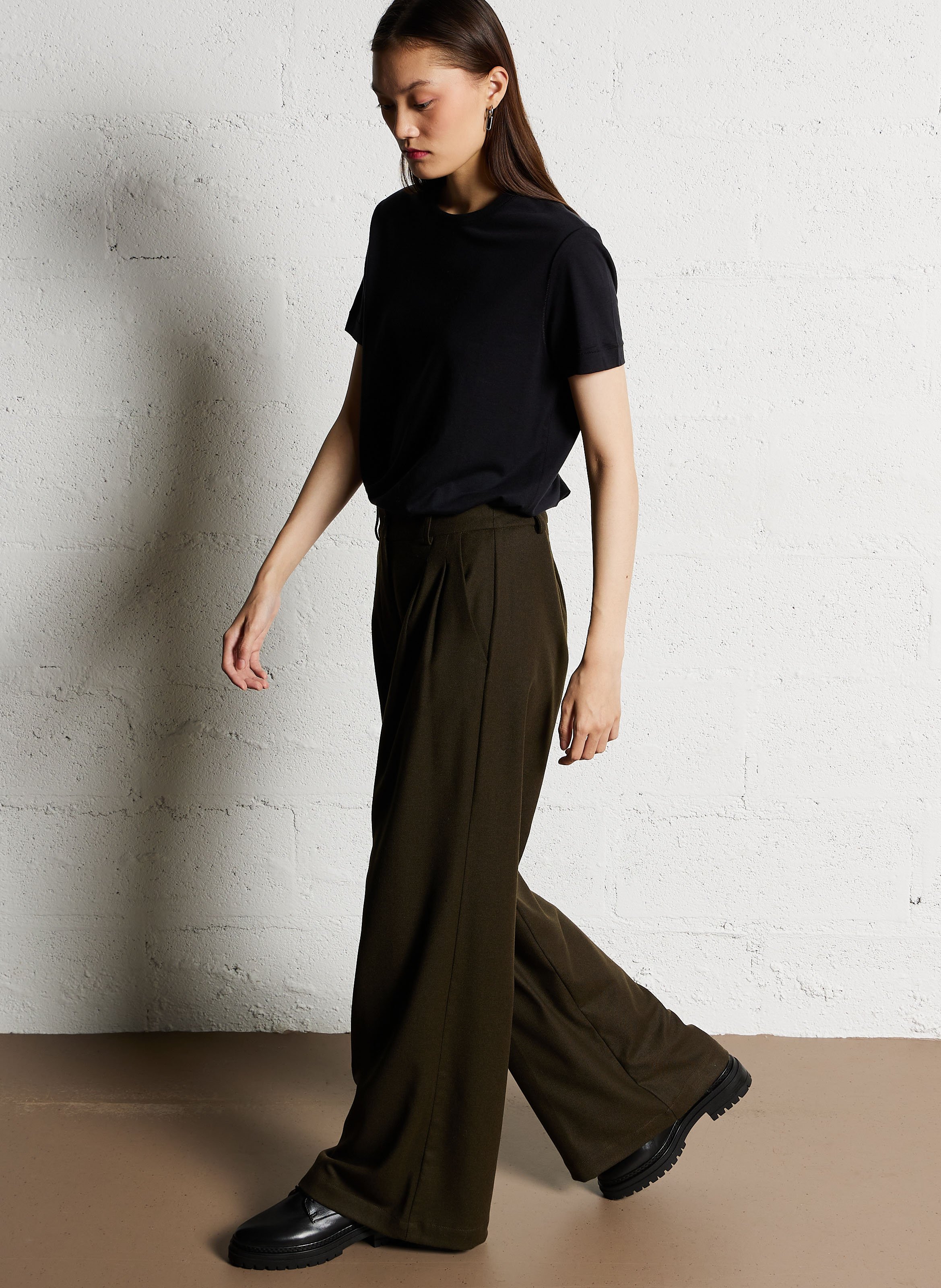 Tee-shirt droit col rond  MAJESTIC FILATURES Noir