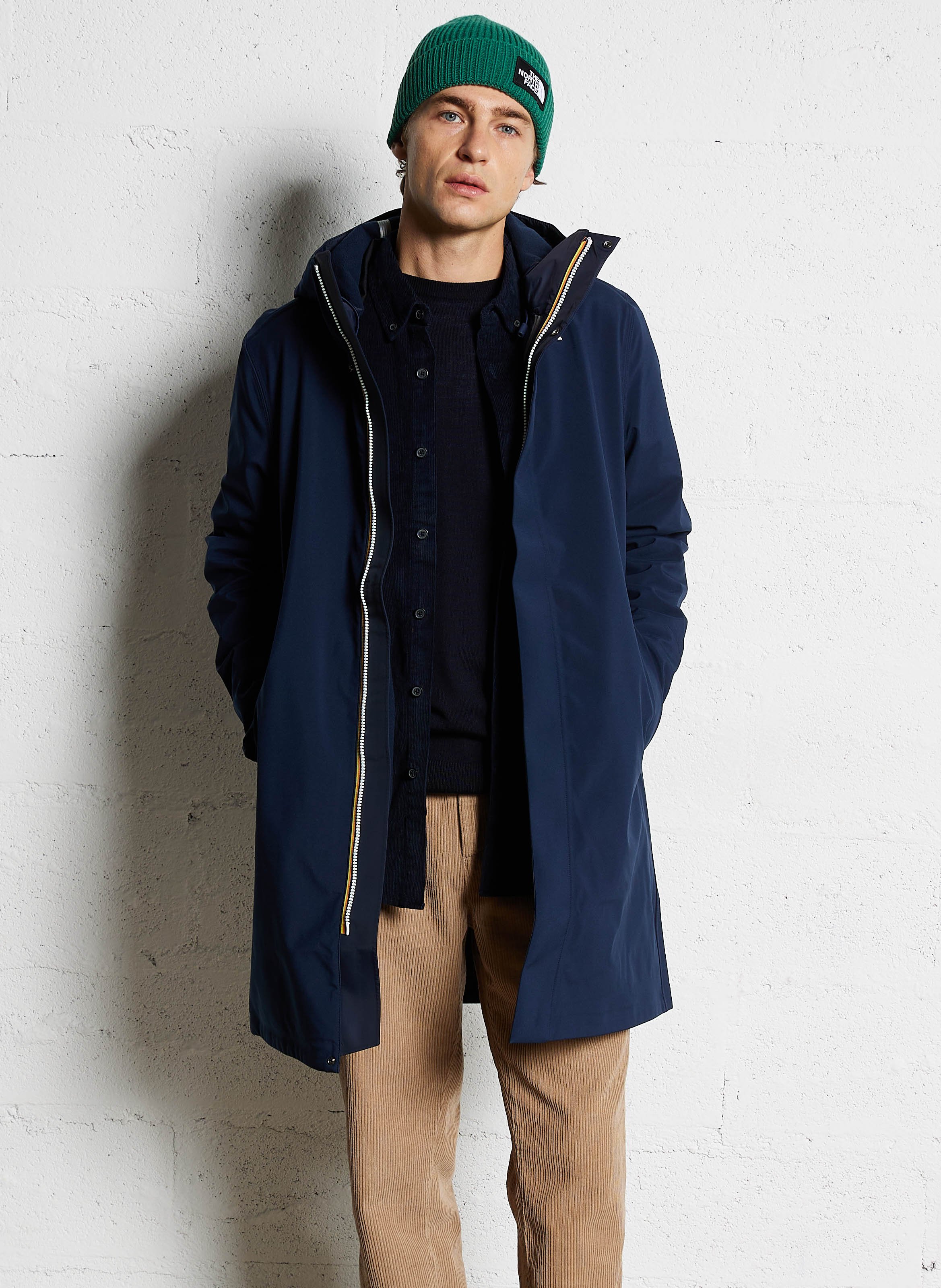 Parka col montant à capuche ajustée K-WAY Bleu