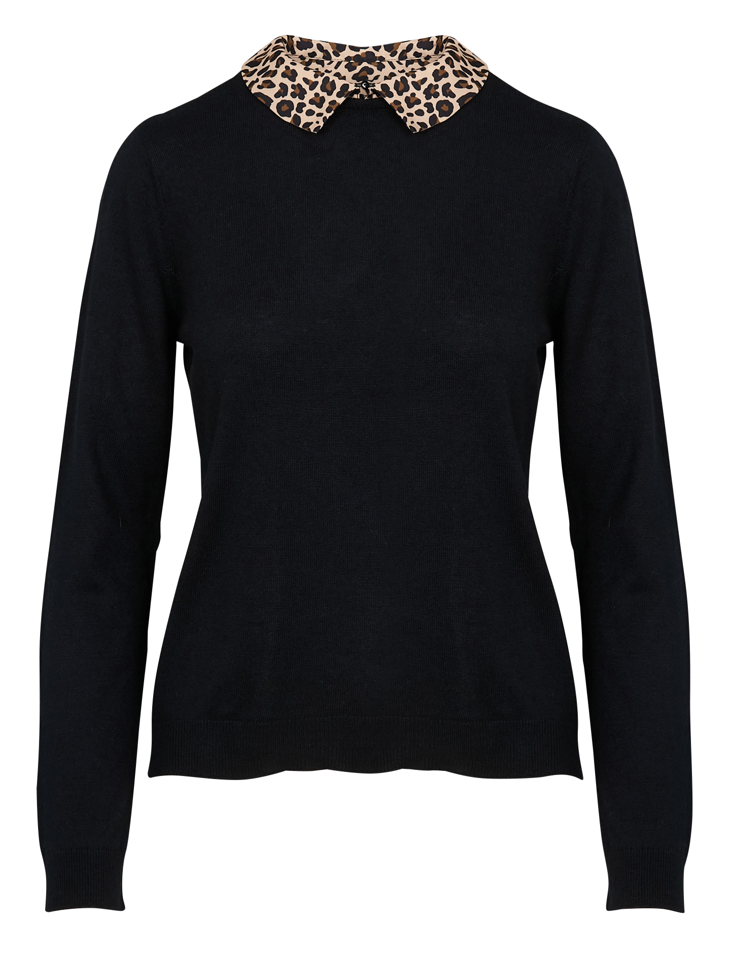 Pull col classique en laine et en cachemire mélangés CAROLL Noir