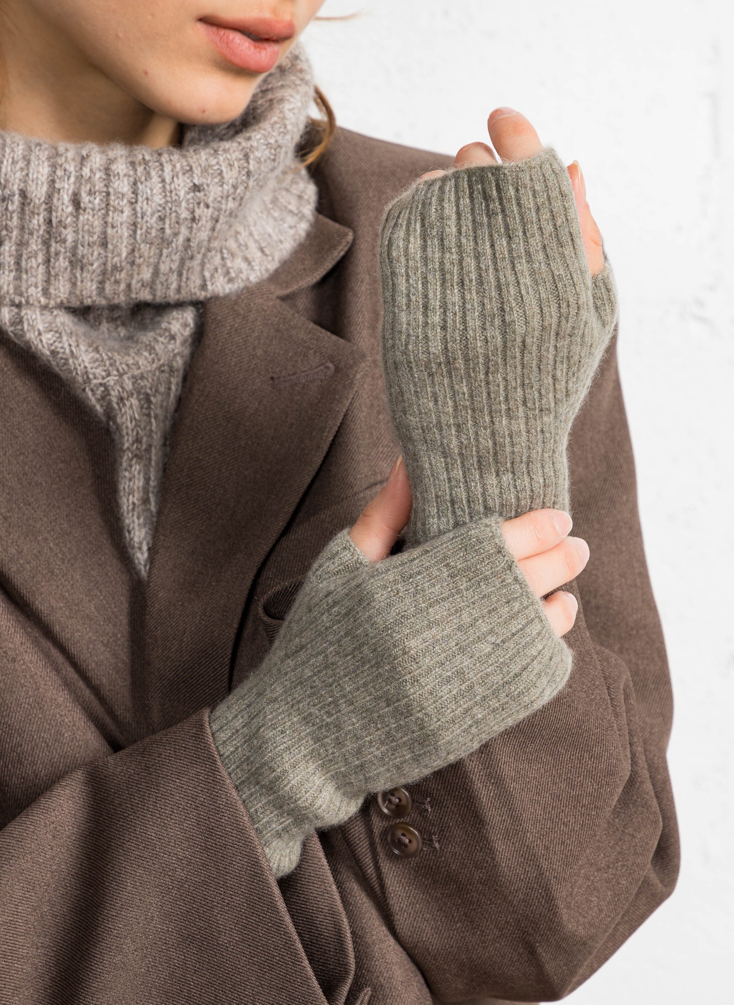 Mitaines en cachemire KUJTEN Kaki