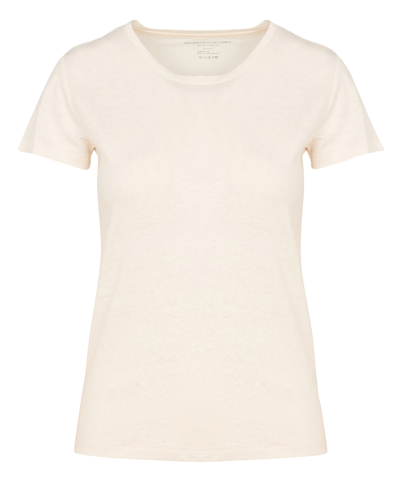Tee-shirt col rond en lin mélangé MAJESTIC FILATURES Beige
