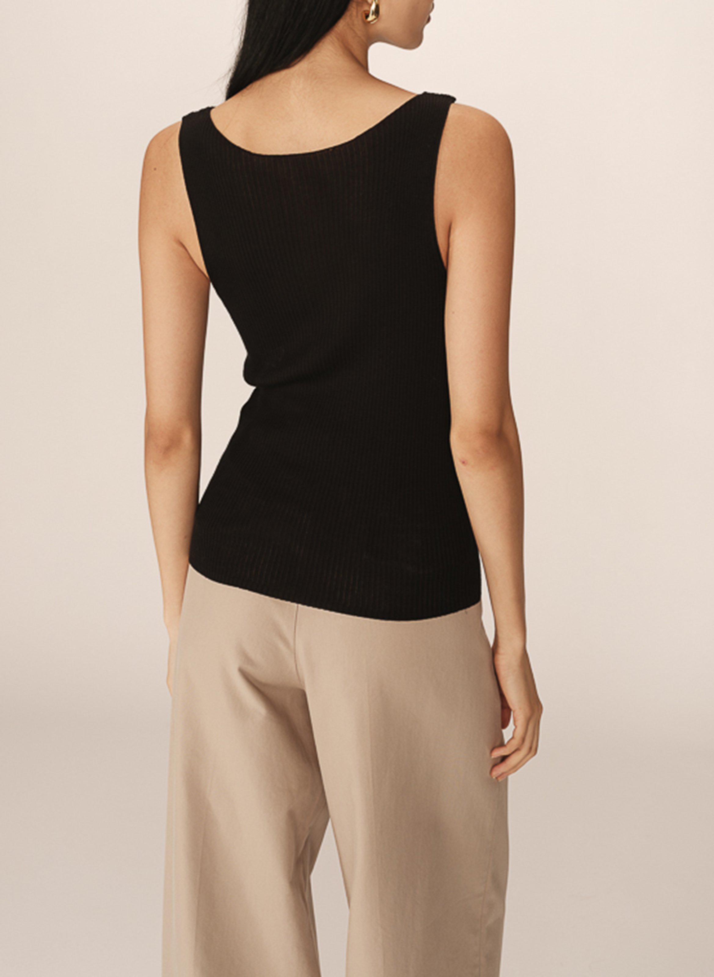 Knitted ribbed sleeveless top GRACE ET MILA Black