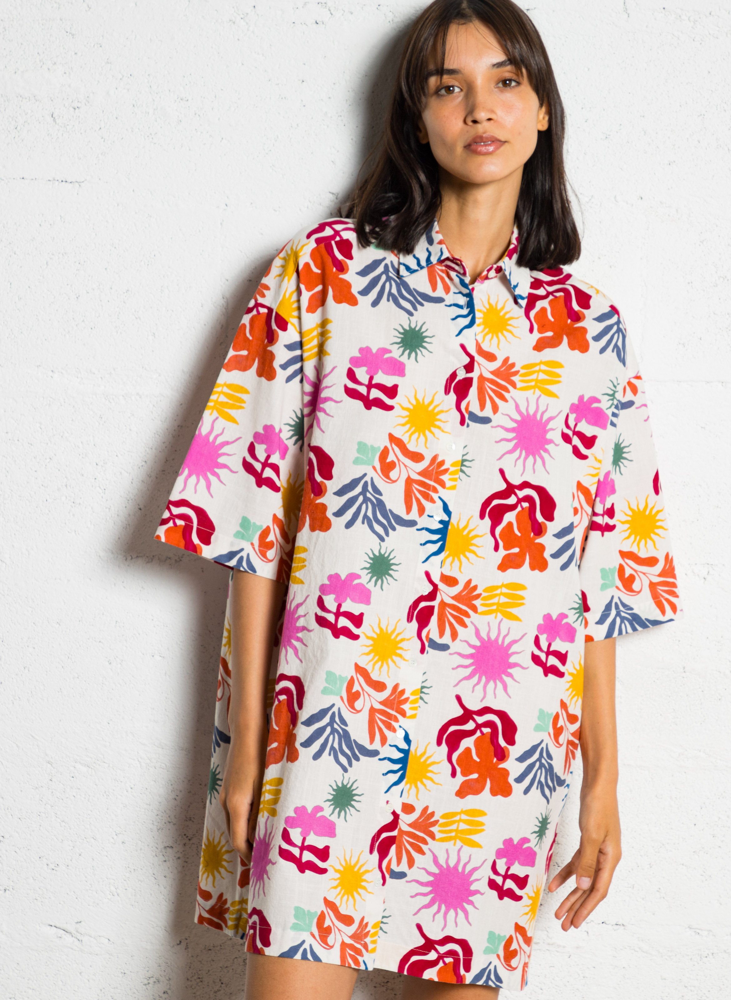 Robe courte droite boutonnée HARTFORD Multicolore