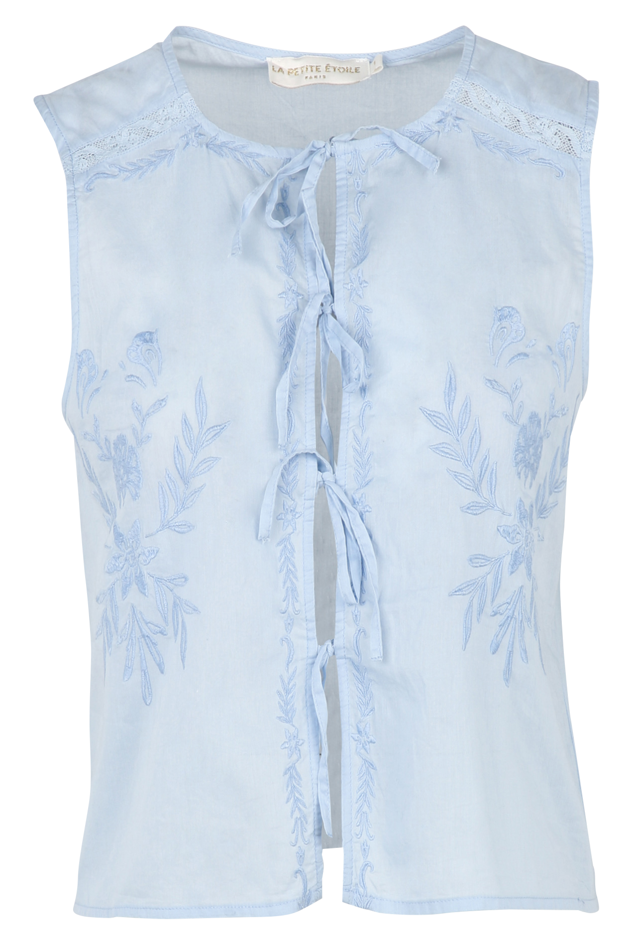 Embroidered cotton crop top LA PETITE ETOILE Blue