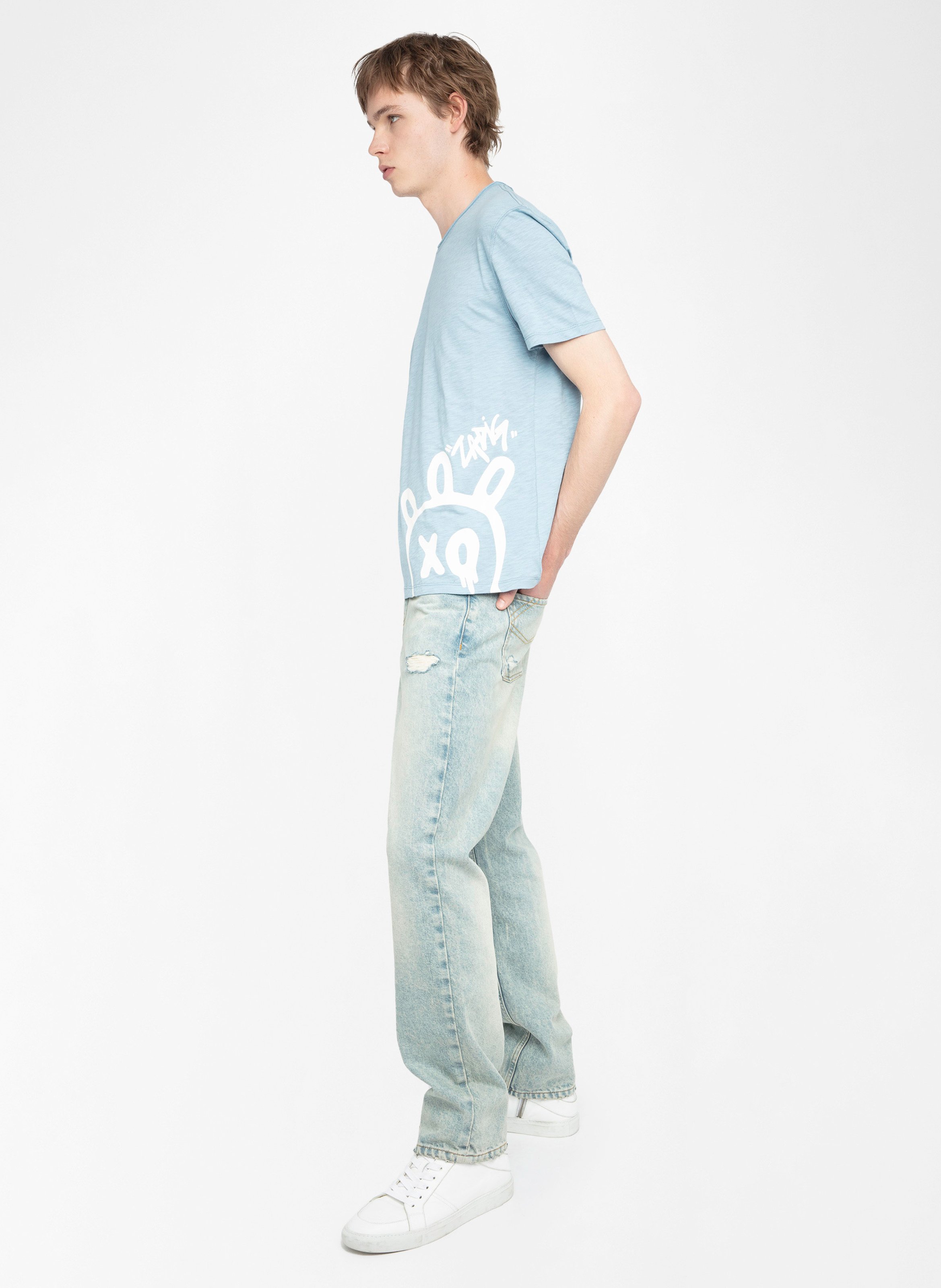 Tee-shirt col rond en coton ZADIG&amp;VOLTAIRE Bleu