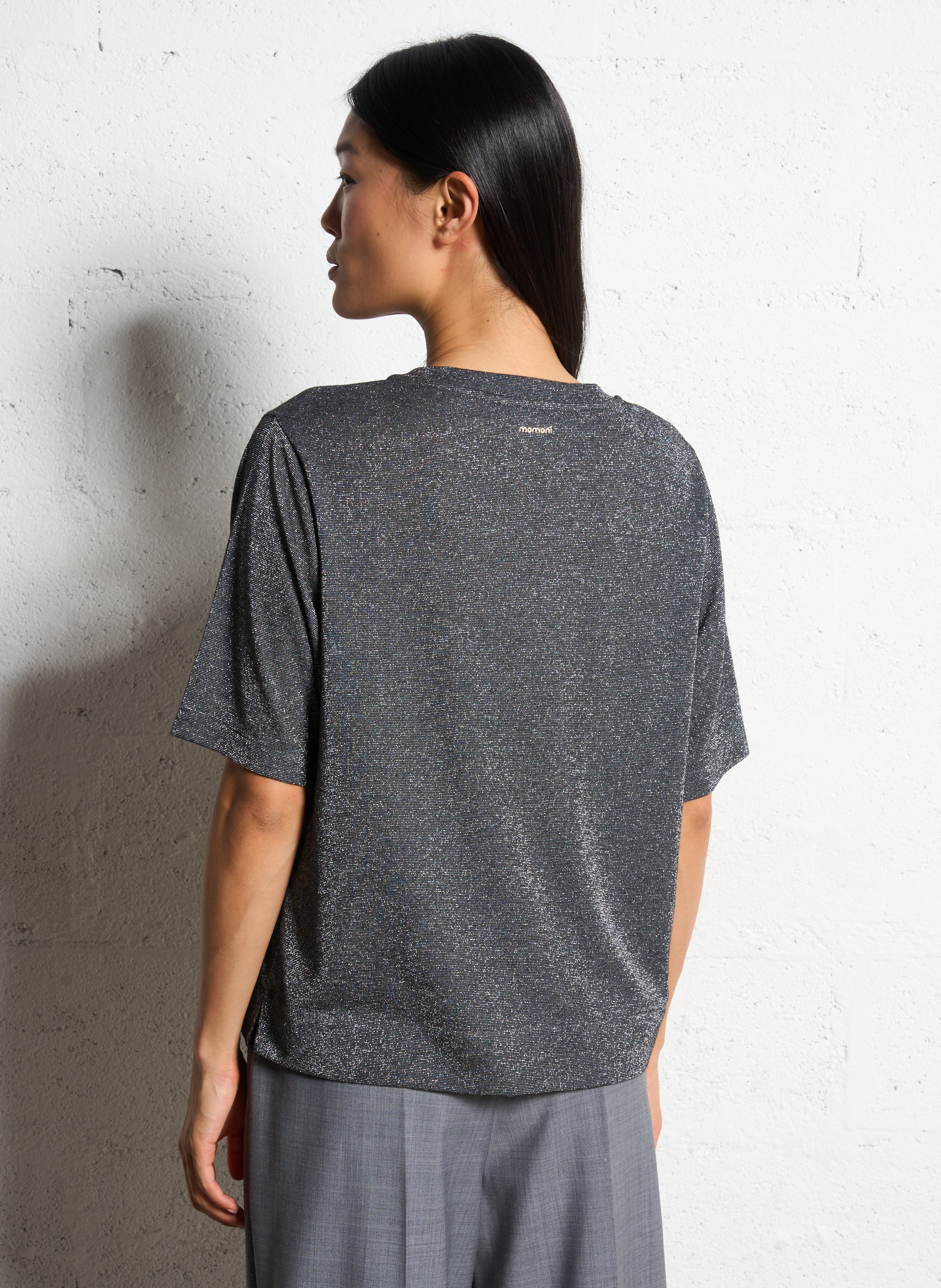 Round-neck glittery T-shirt MOMONI Silver