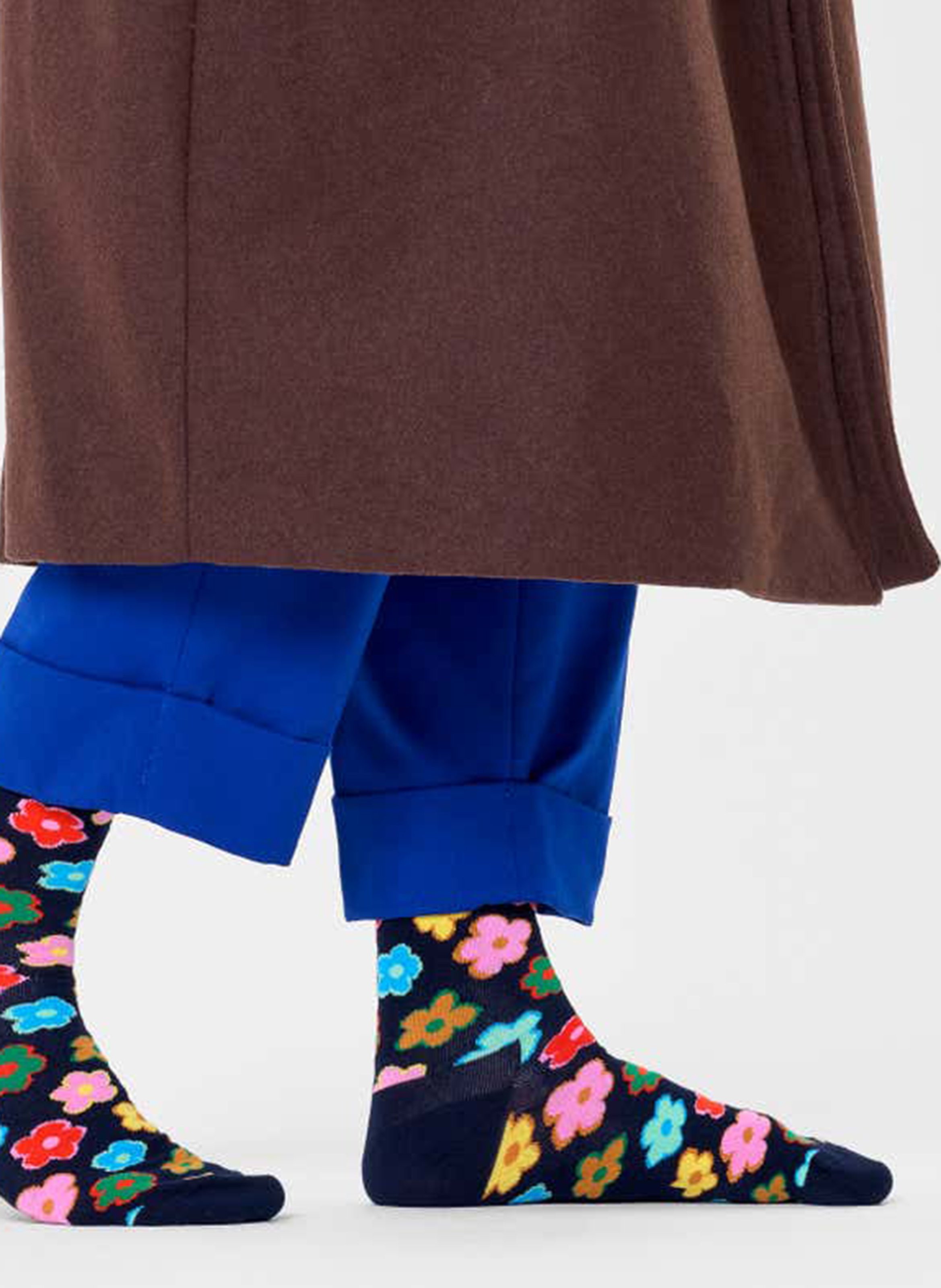 Geblümte Socken aus Baumwoll-Mix HAPPY SOCKS Blau