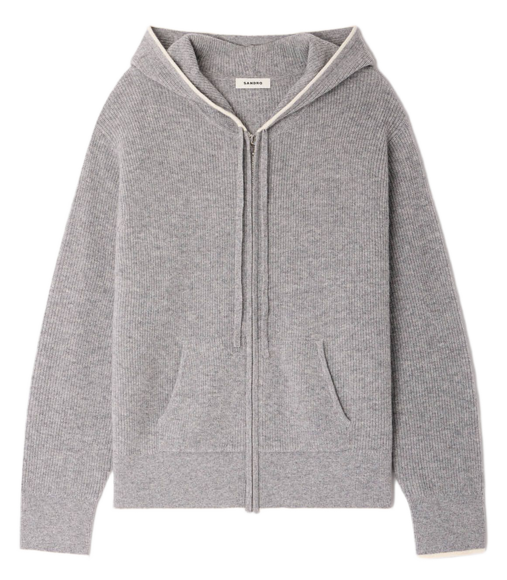 Sweat zippé à capuche SANDRO Gris