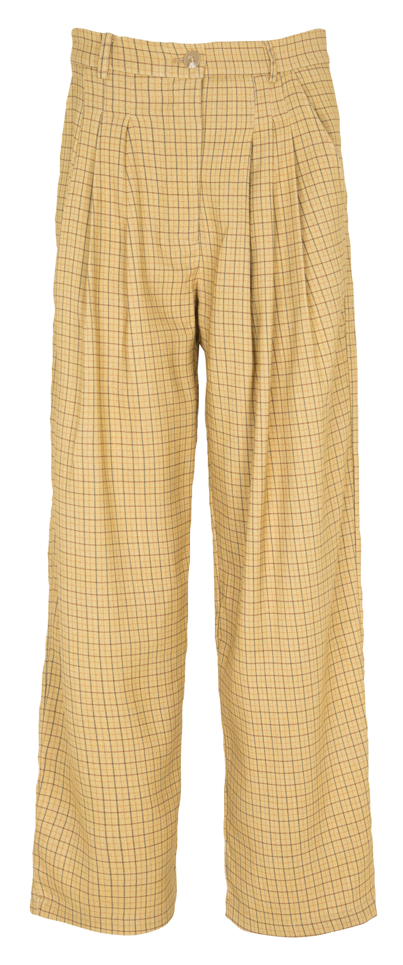 Pantalon large taille haute à carreaux MES DEMOISELLES Jaune