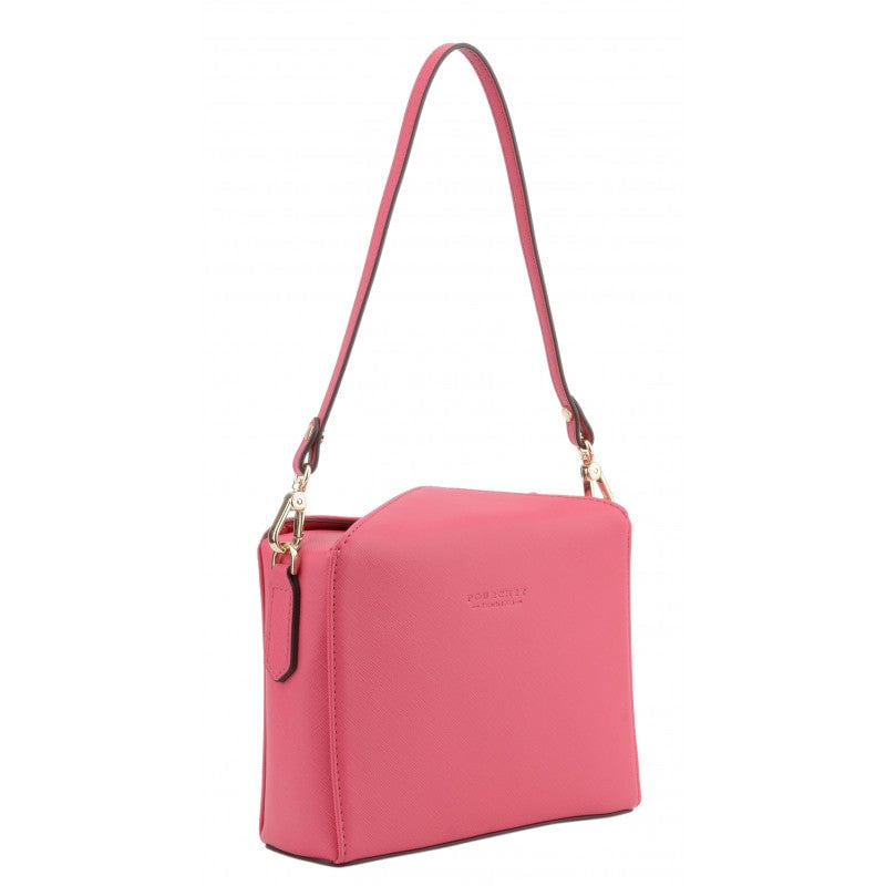 Shoulder bag - coated grain POURCHET Pink