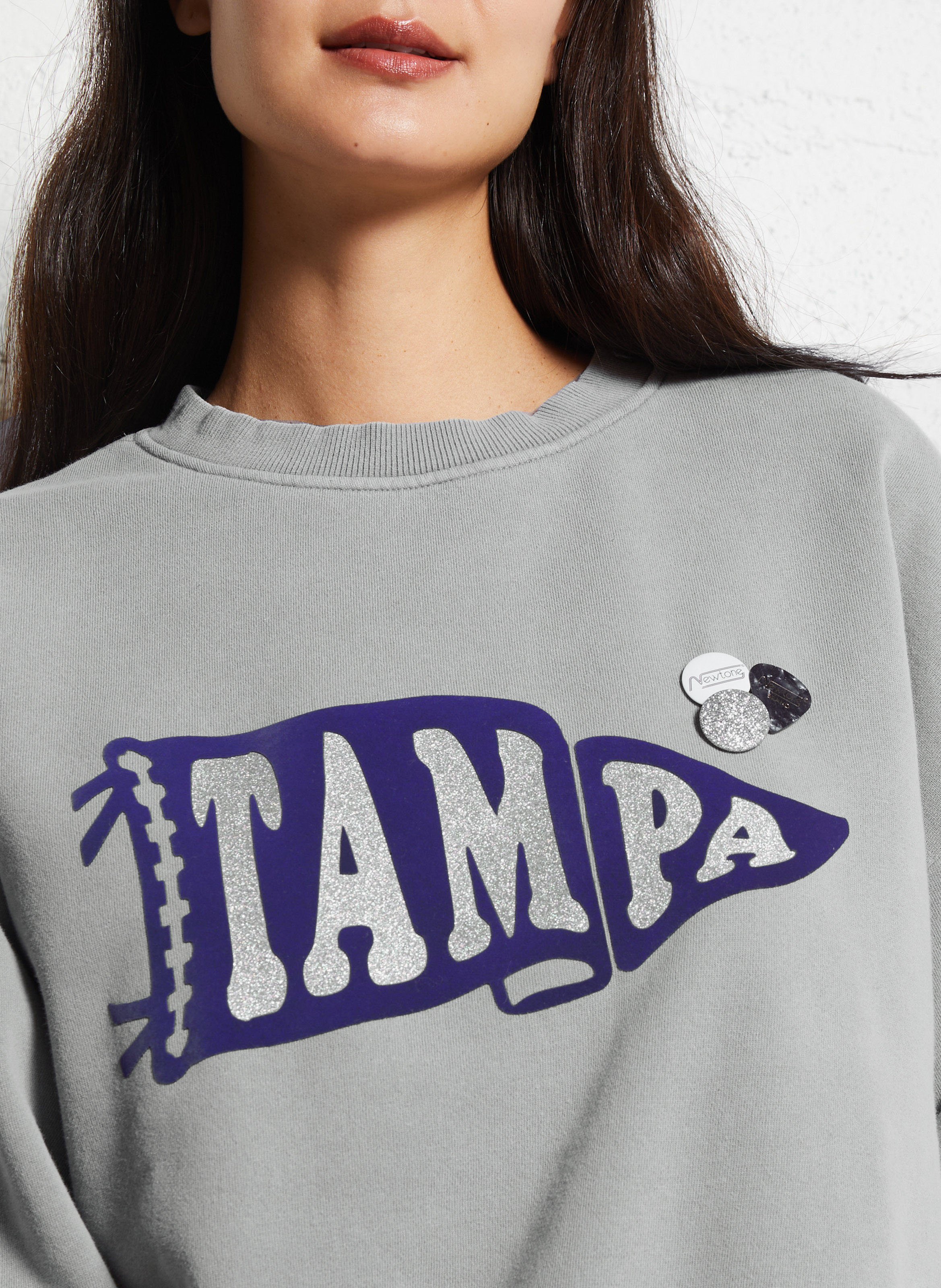 Sweat droit avec imprimé pailleté NEWTONE Gris