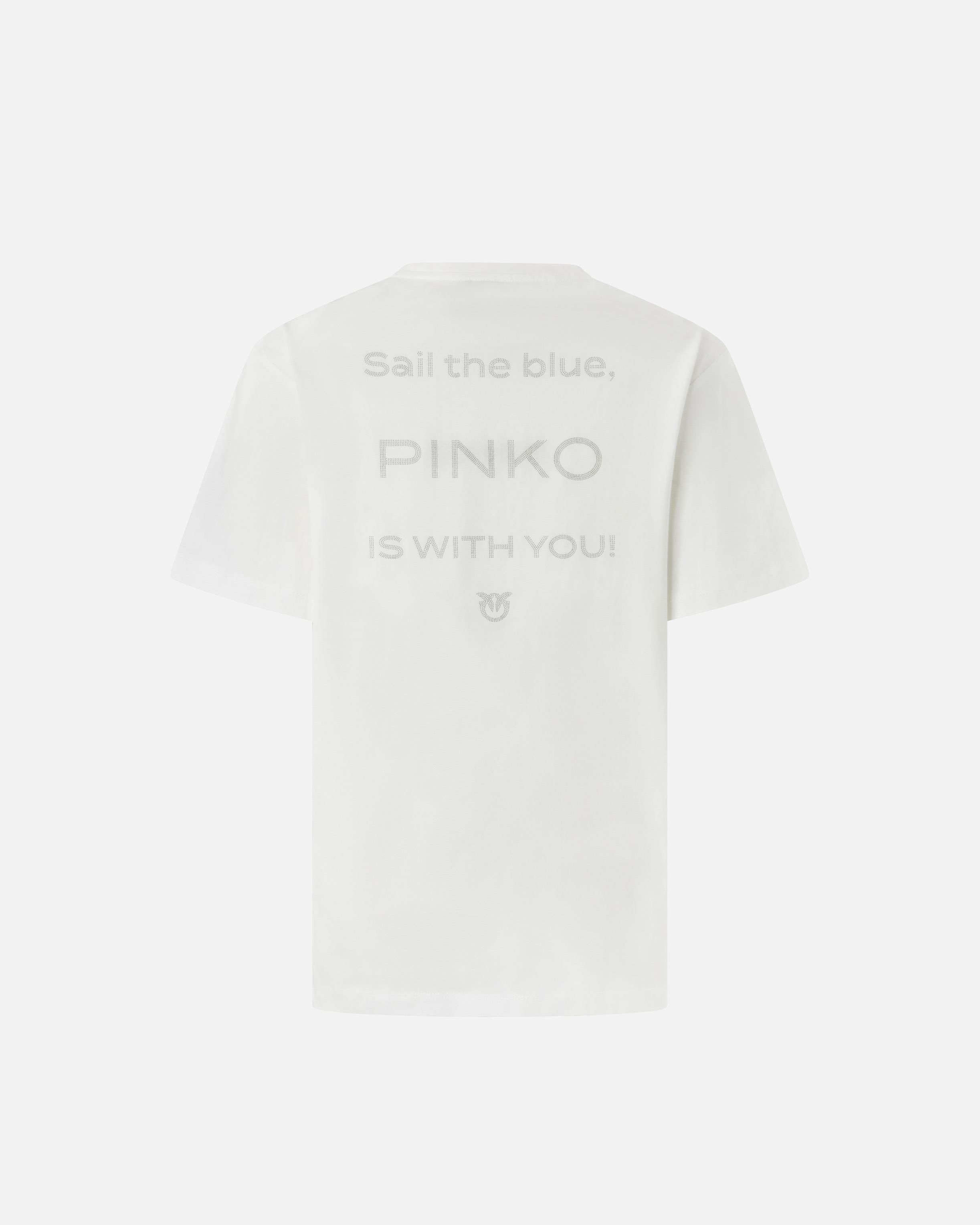 T-shirt with rhinestone logo PINKO White