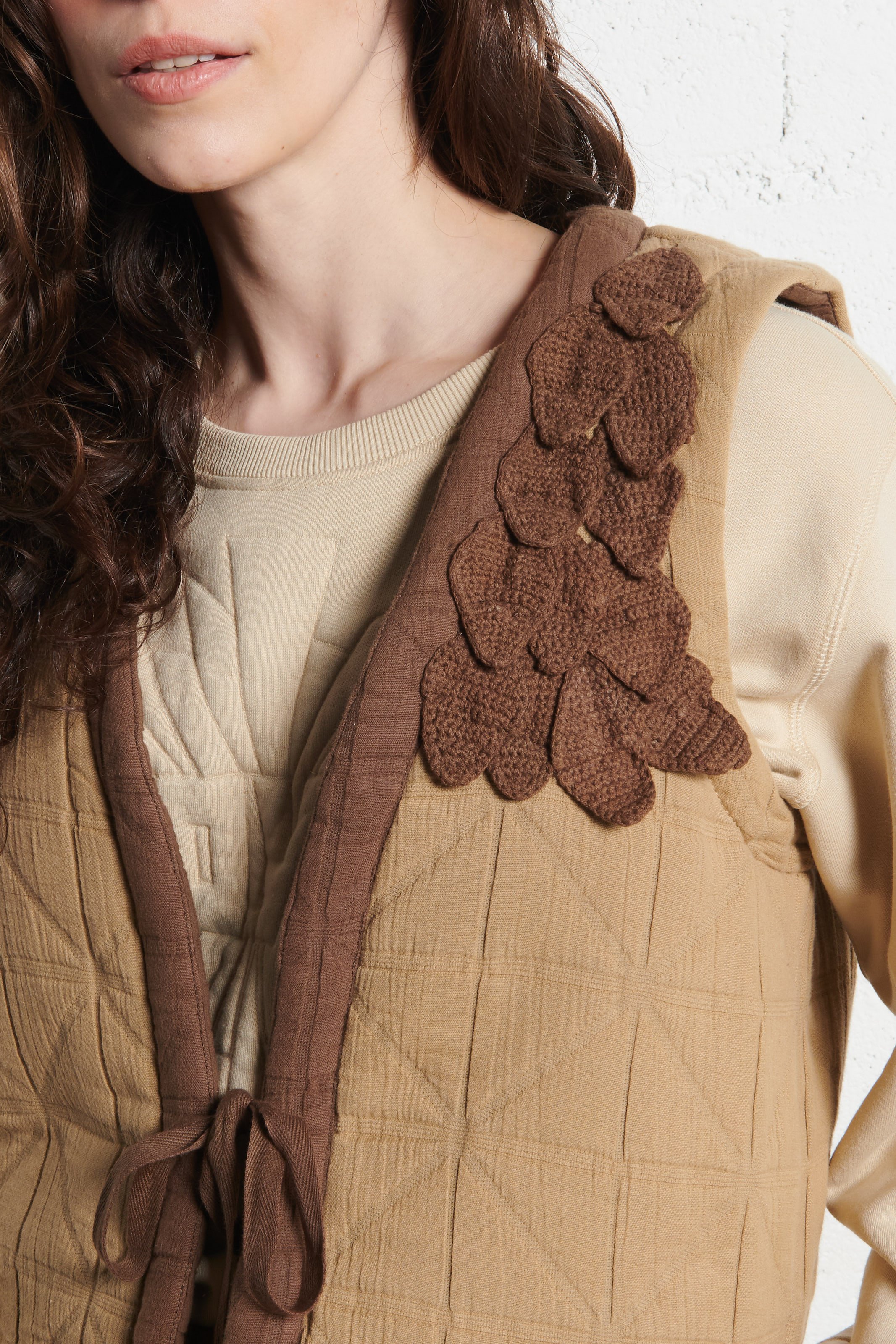 Veste droite matelassée en coton LEON & HARPER Marron