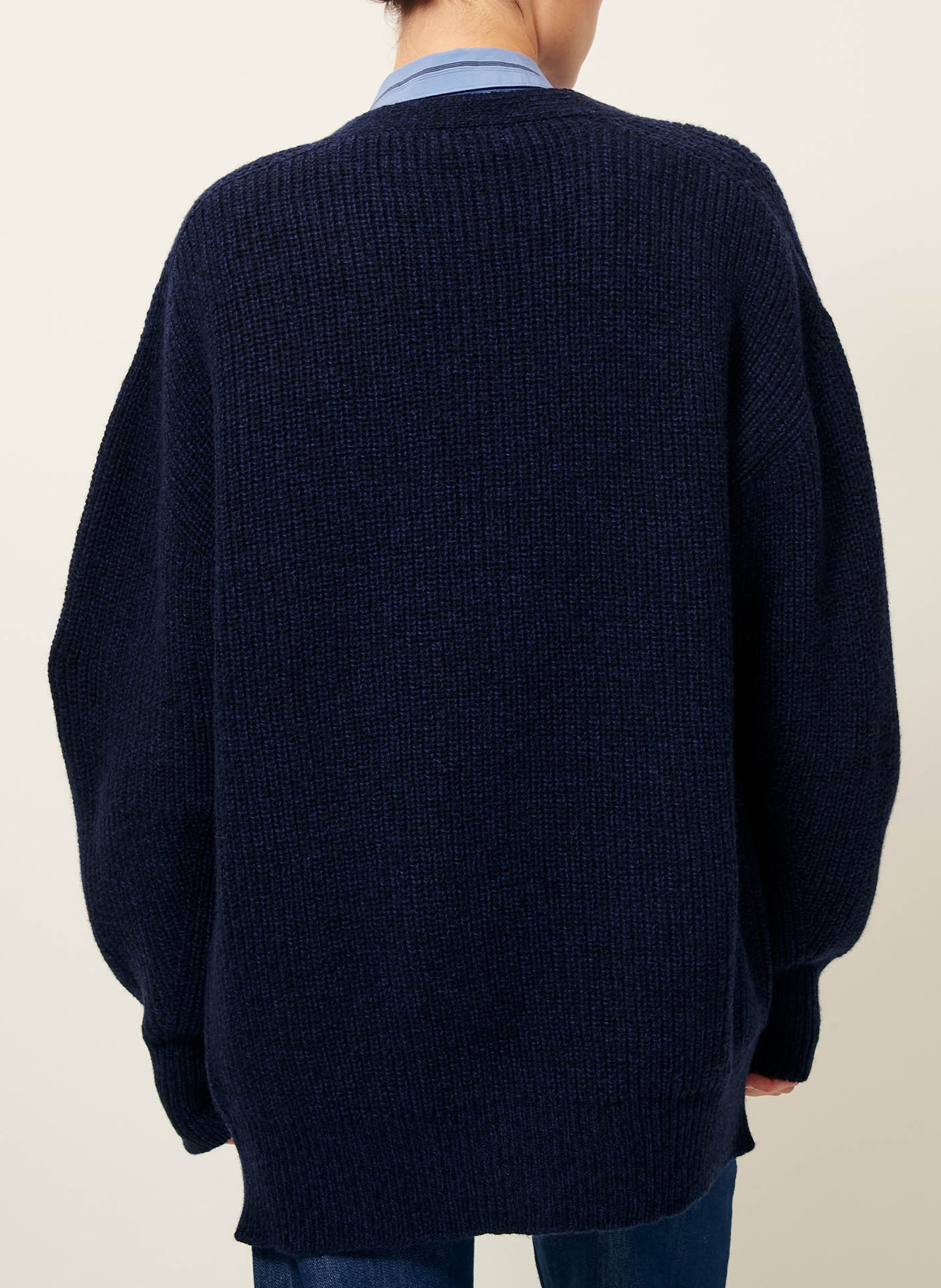 Gestreept vest van wol en kasjmier met V-hals SESSUN Blauw