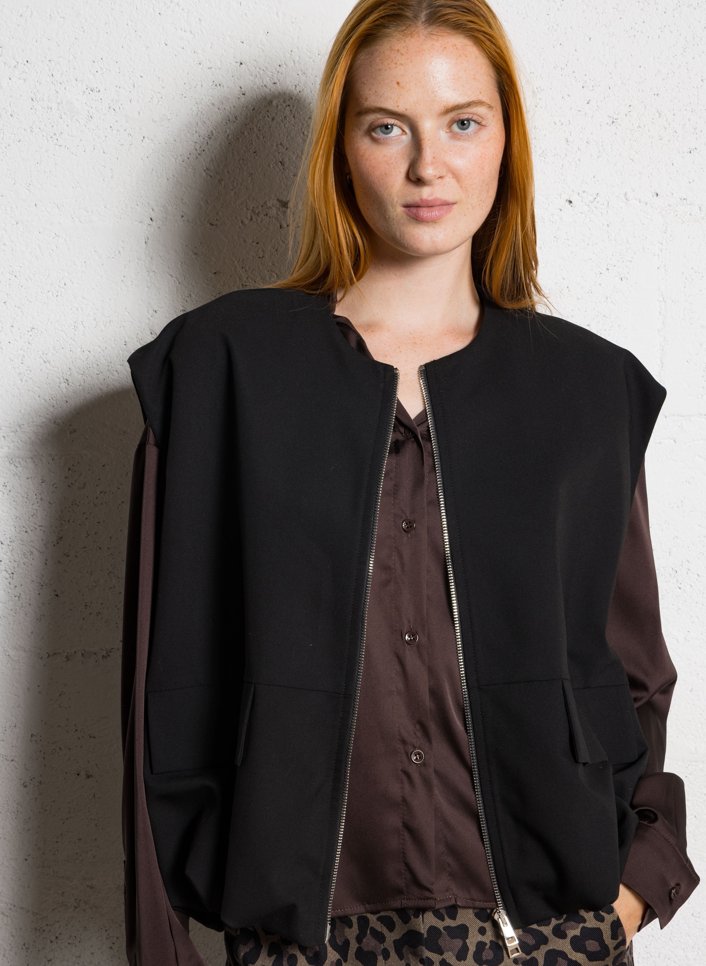 Gilet oversize col rond IMPERIAL Noir