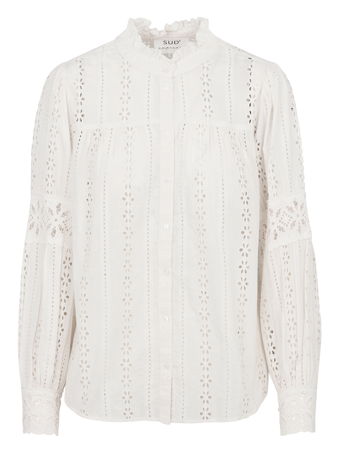 Hoge hals katoenen overhemd SUD EXPRESS Wit