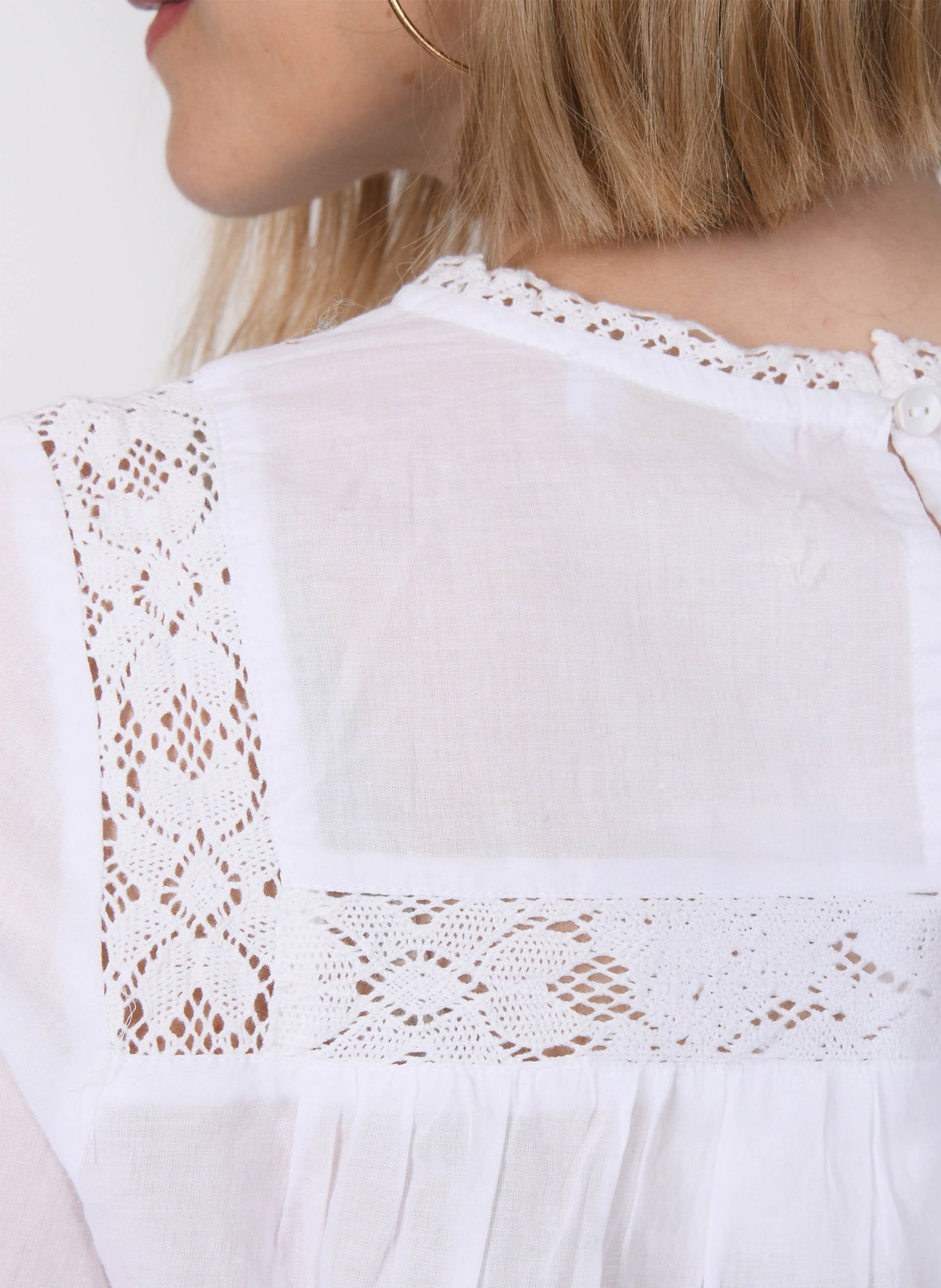 Katoenen blouse met ronde hals KOOKAI Wit