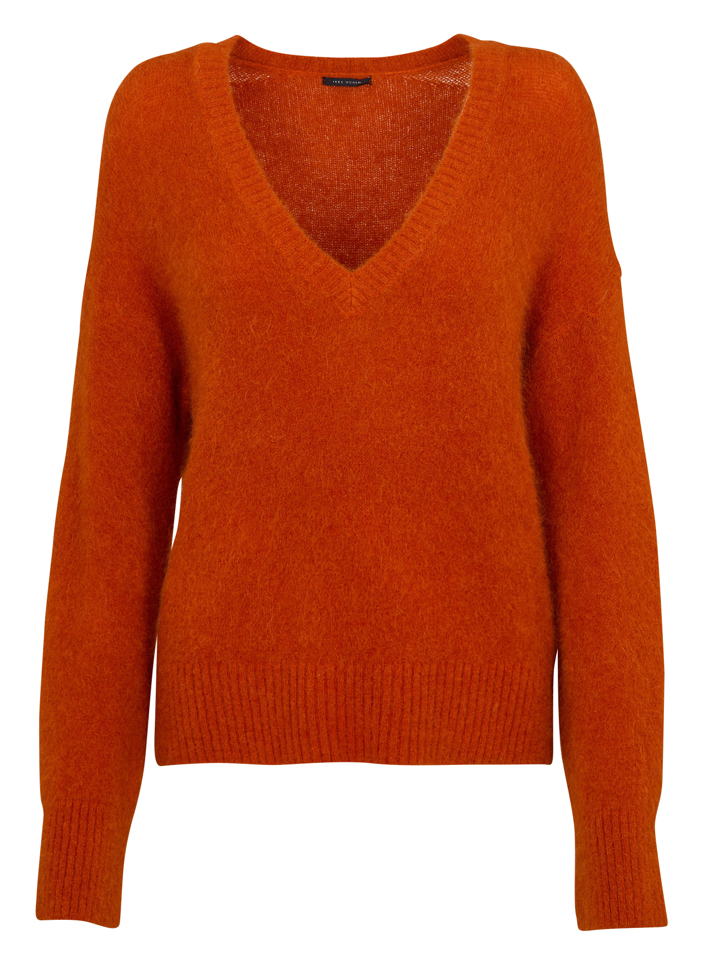 Pull droit col V en alpaga mélangé IKKS Orange