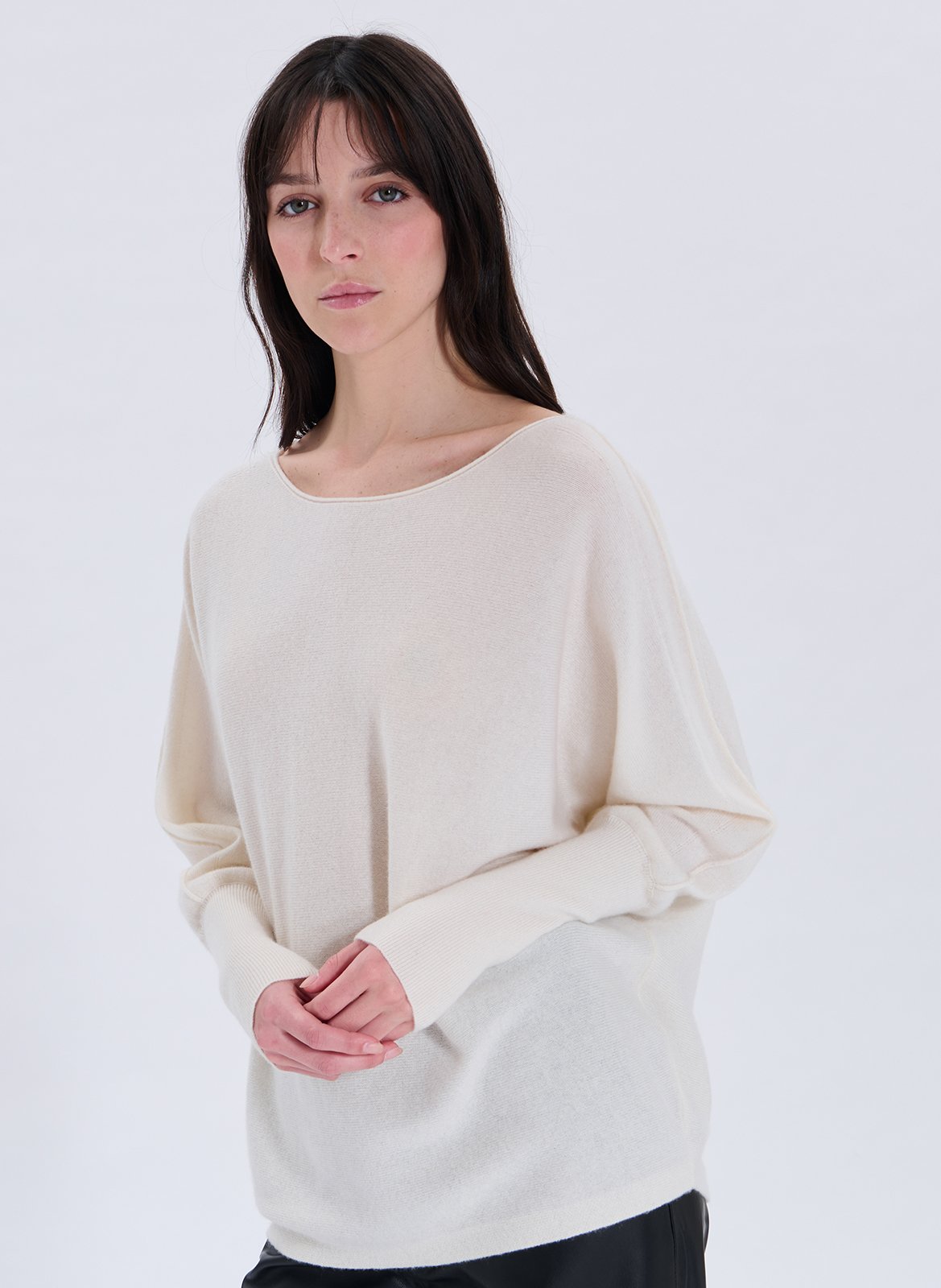 Oversized boat neck sweater ZAPA White