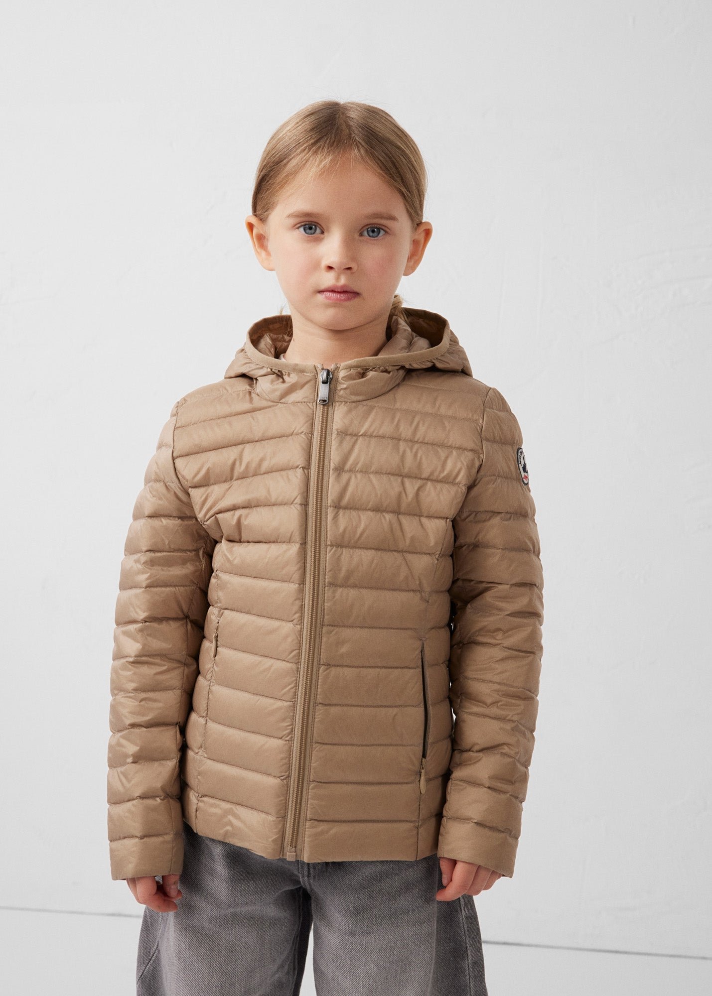 Carla lightweight hooded children's down jacket JOTT Beige