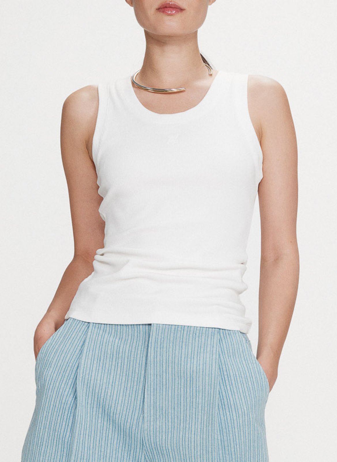 Cotton-blend tank top with round neck GRACE ET MILA