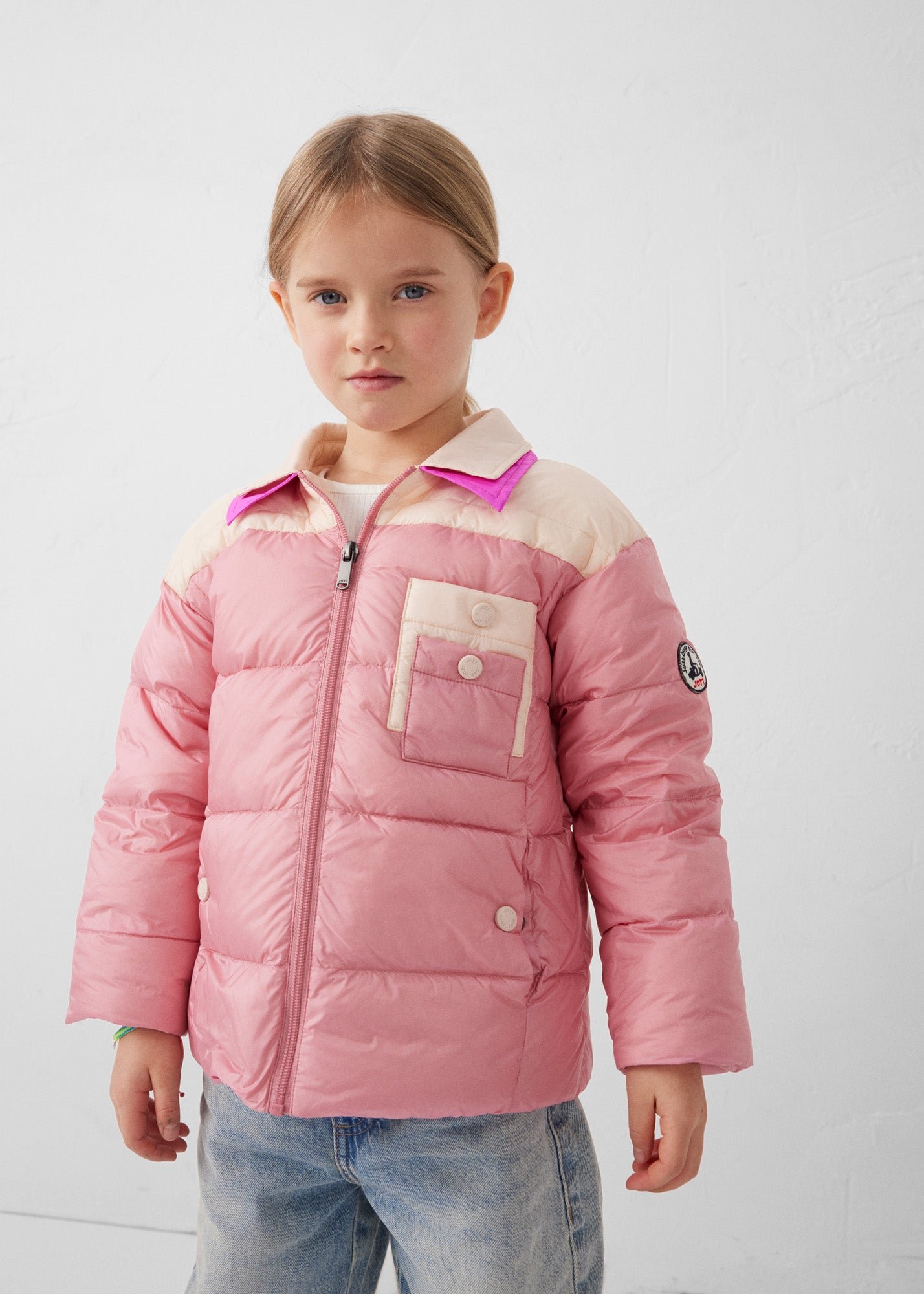 Kids' two-tone contrast padded jacket JOTT Pink