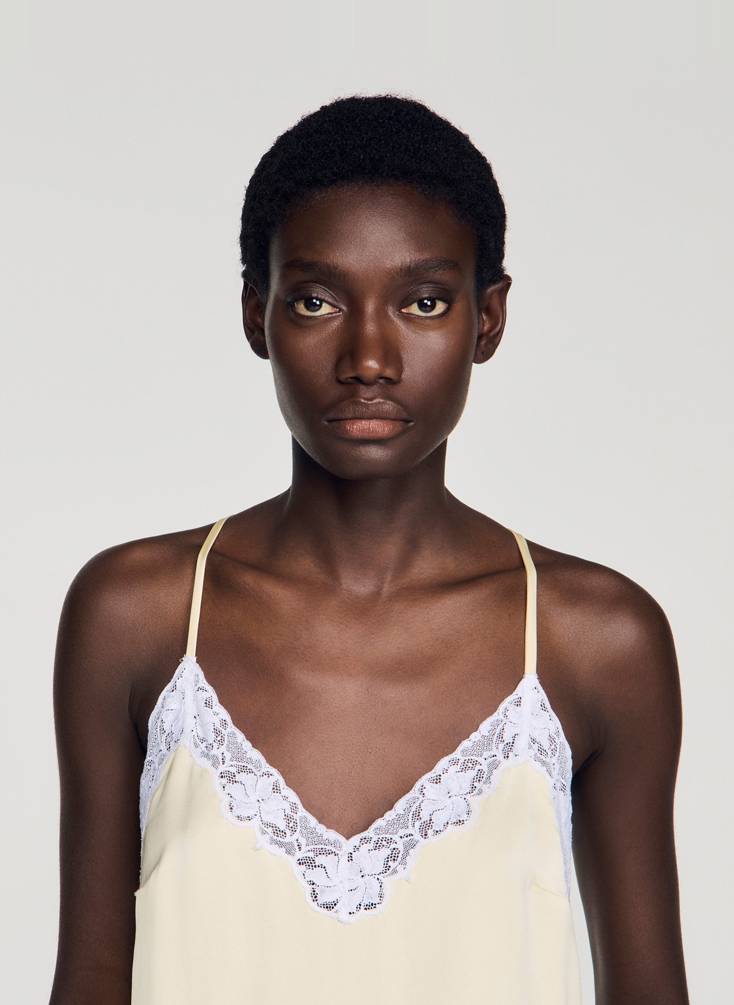 Straight satin camisole SANDRO Yellow