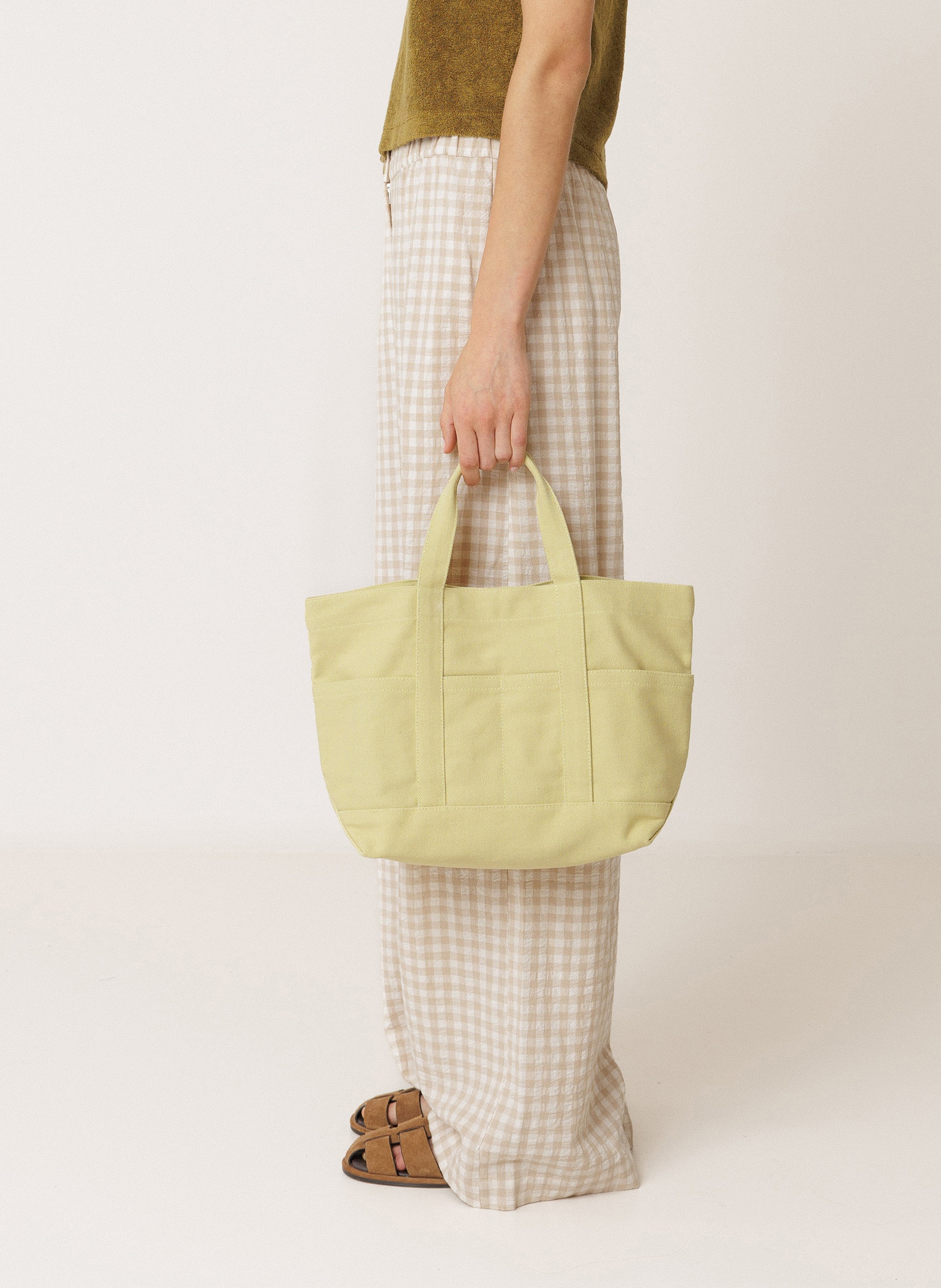 Wide leg cotton checked trousers INDI & COLD Beige