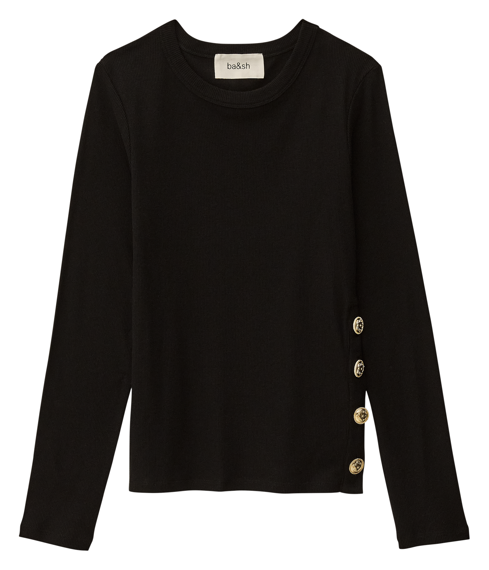 Straight ribbed round neck T-shirt BA&SH Black