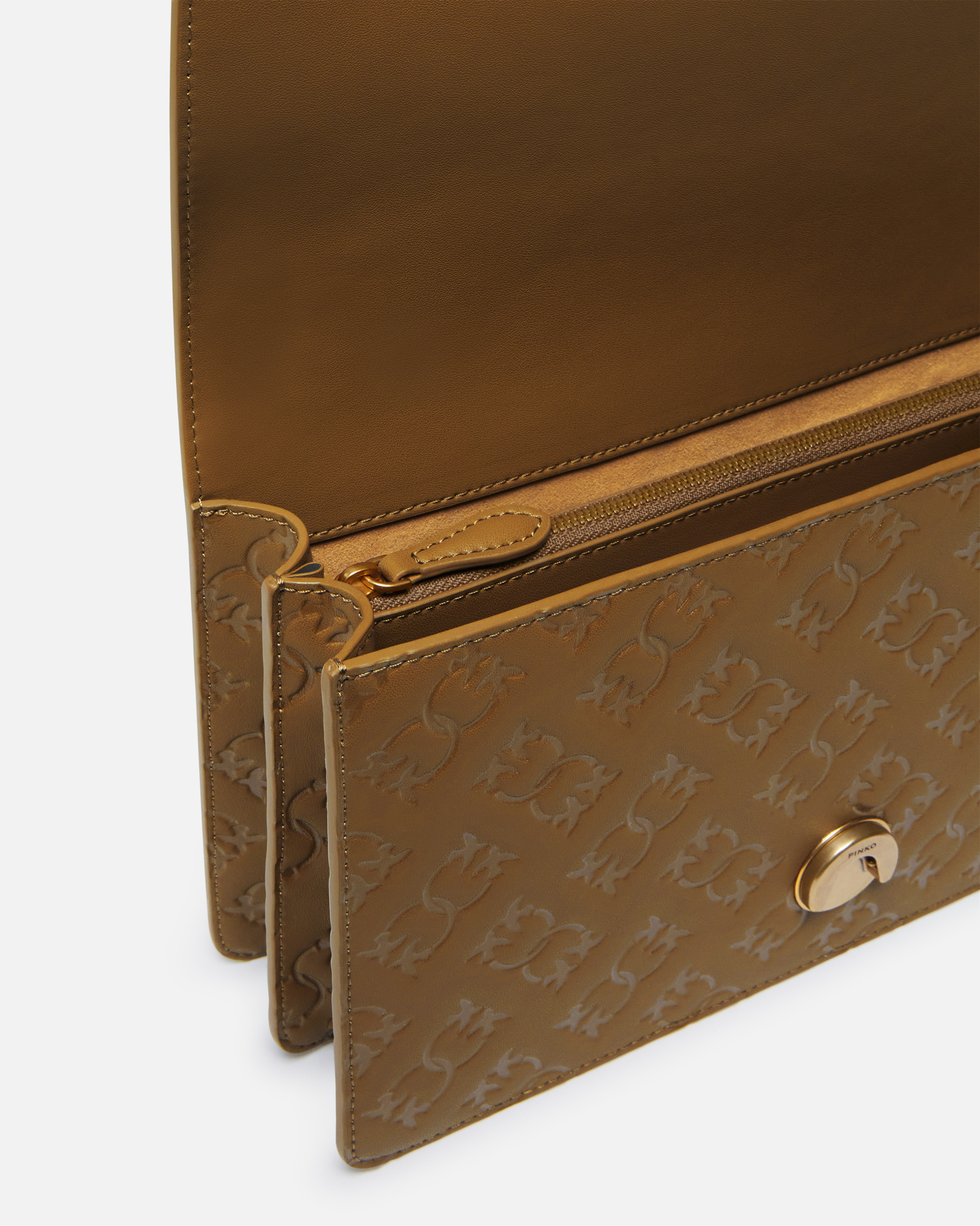 Sac à bandoulière love bag en cuir à logo PINKO Vert