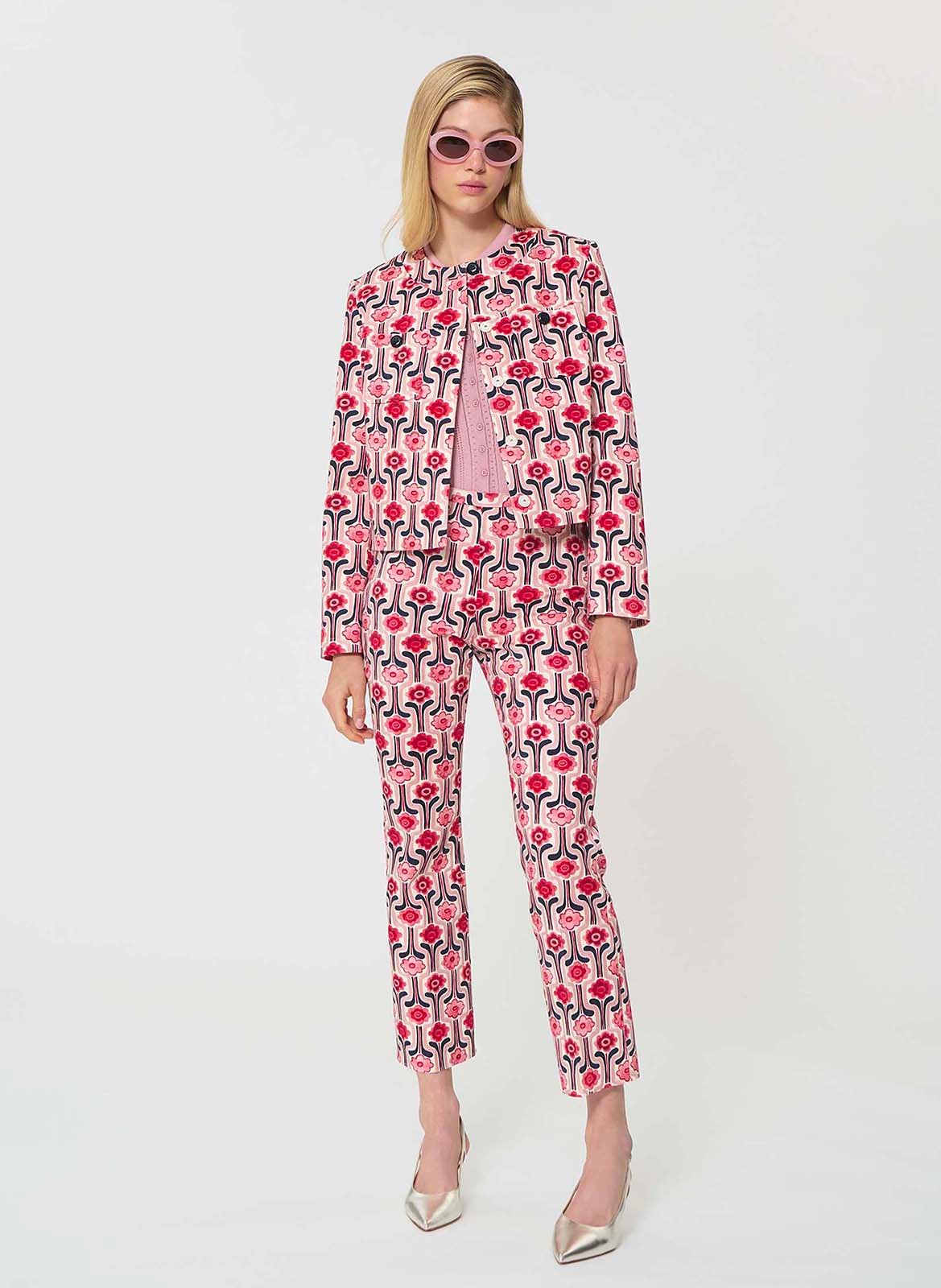 Pantalon évasé reccourci imprimé TARA JARMON Rose