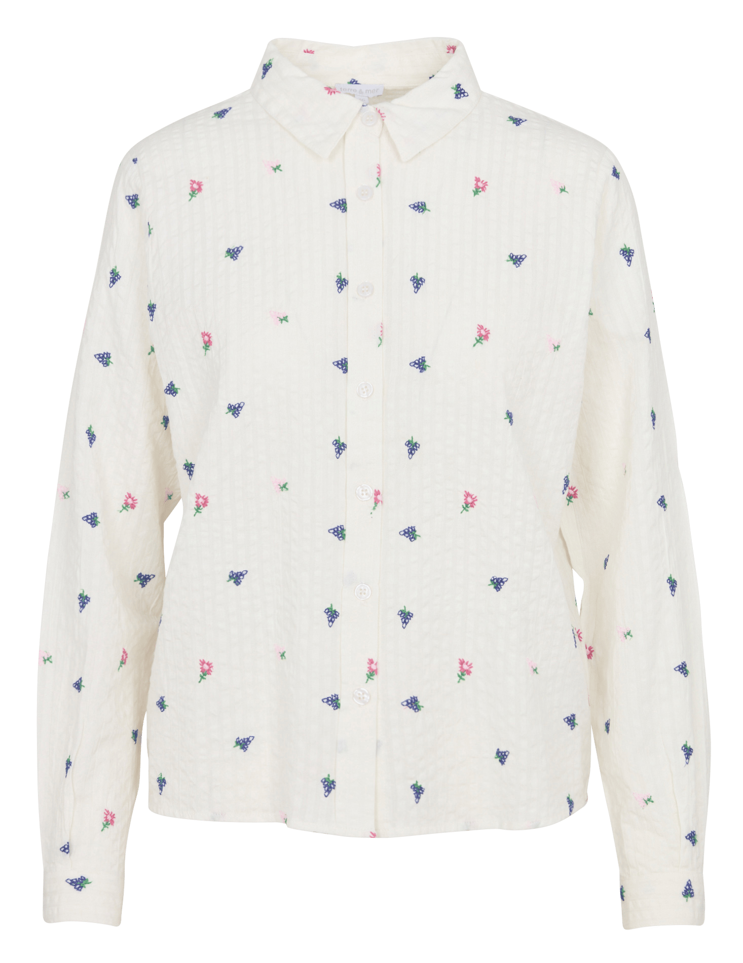 Straight embroidered cotton shirt ARMOR LUX White