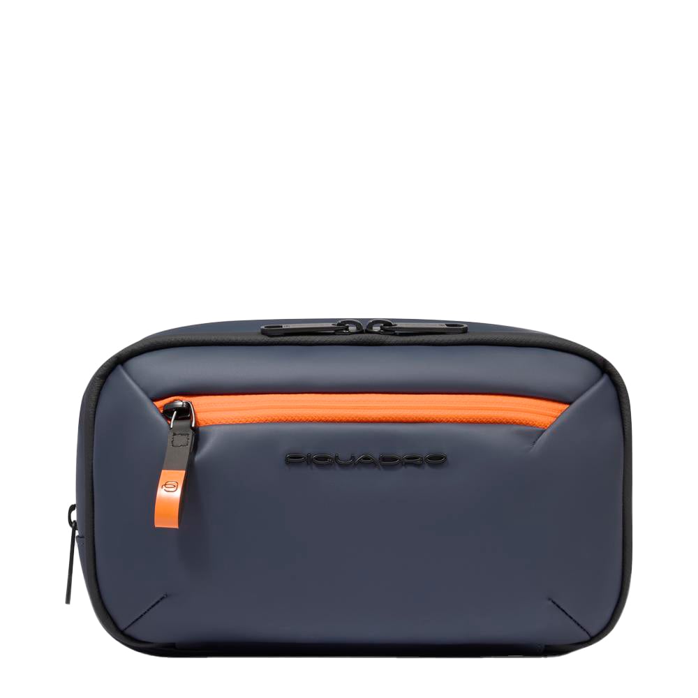 Water-repellent canvas toiletry bag with two compartments PIQUADRO