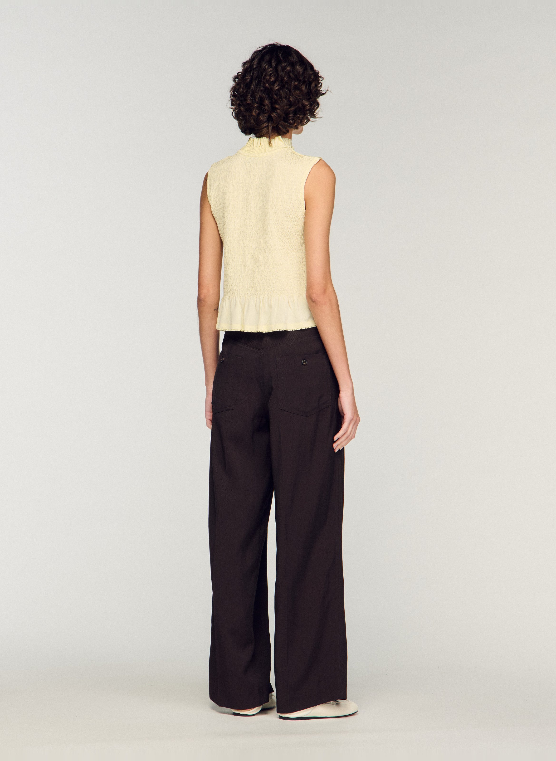 Fitted high neck top SANDRO Yellow